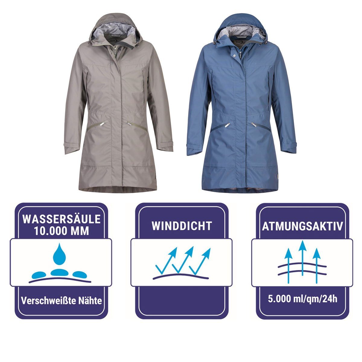 Blue Wave Parka Damen Outdoor-Jacke Karlotta - Funktionsmantel Verstellbare günstig online kaufen