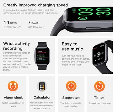 findtime Smartwatch (1,69 Zoll, Android, iOS), mit Blutdruckmessung Herzfrequenz Schlafdaten Wetter Fitness Sportuhr