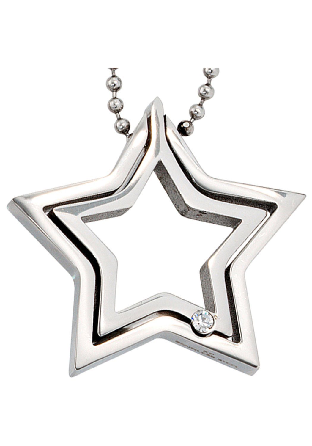 JOBO Kette mit Anhänger Stern, Edelstahl mit Kristall 48 cm günstig online kaufen
