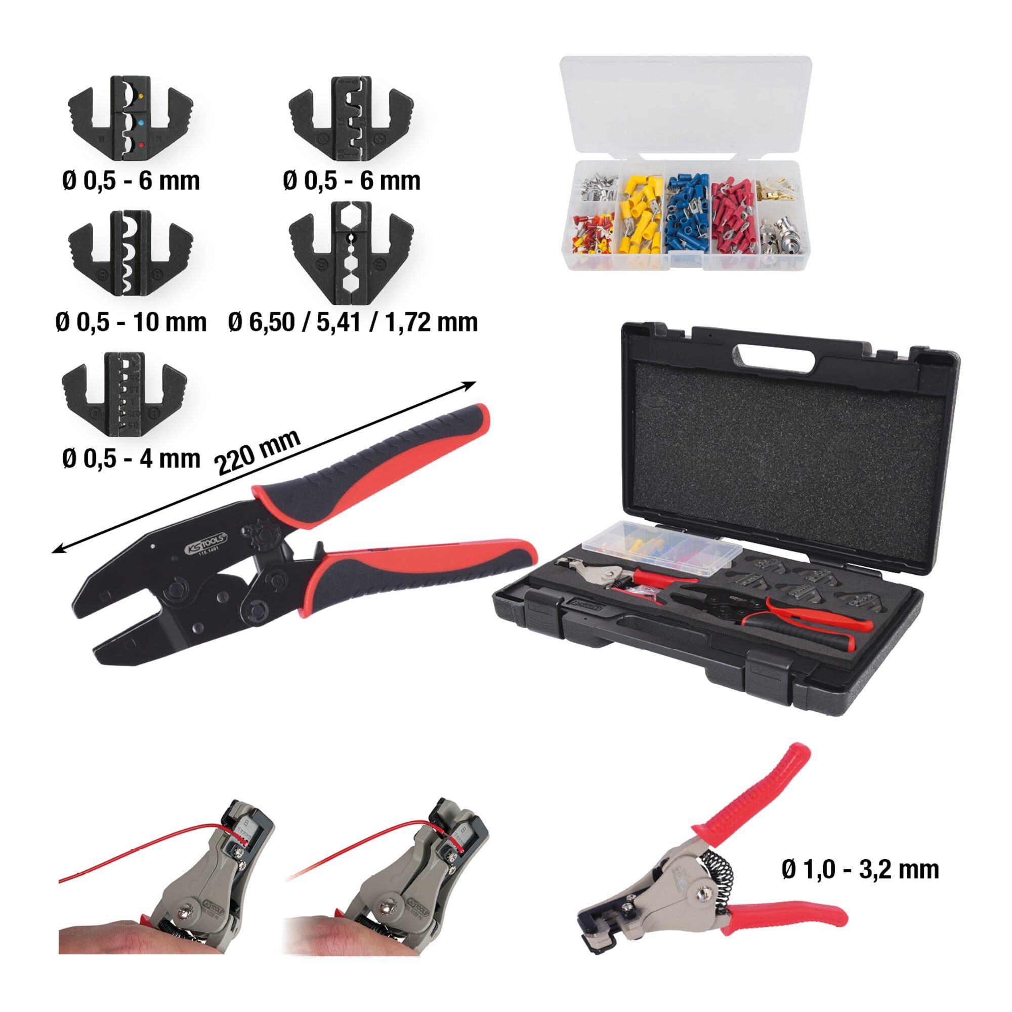 KS Tools Crimpzange KS Tools Automatik-Crimpwerkzeug-Satz, 283-tlg.