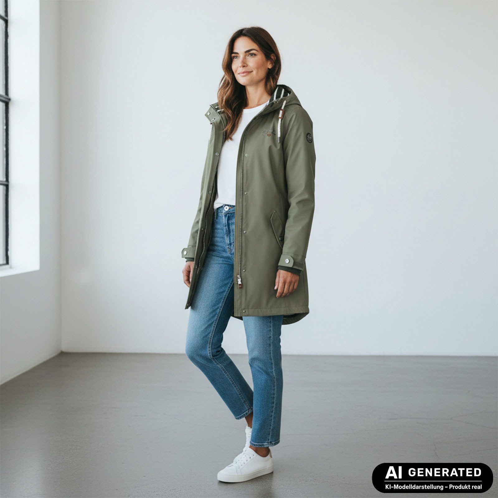 Dry Fashion Regenjacke Kiel Damen Regenmantel - Outdoor-Jacke Parka Wasserdicht & Winddicht Verschweißte Nähte, Kapuze verstellbar, abgedeckter Reißverschluss