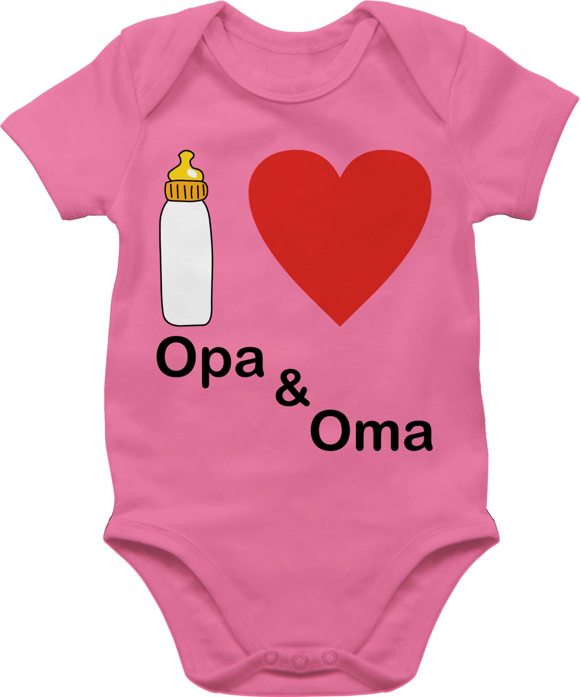 Opa und Shirtbody Nuckelflasche Baby Aktuelle Trends Shirtracer 3 Pink Oma love I