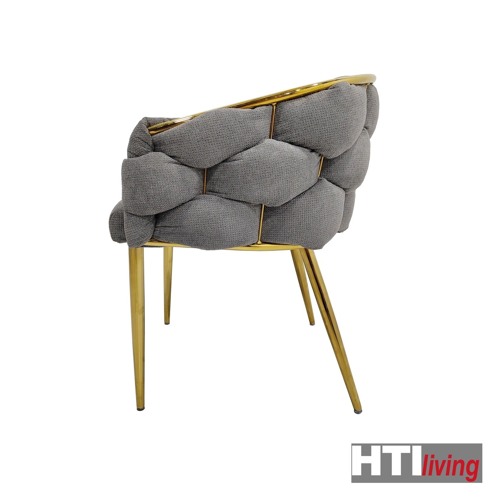HTI-Living 1 Design Stuhl goldenes Polsterstuhl Grau Esszimmerstuhl Gold Alsen Metallgestell St), (Einzelstuhl,