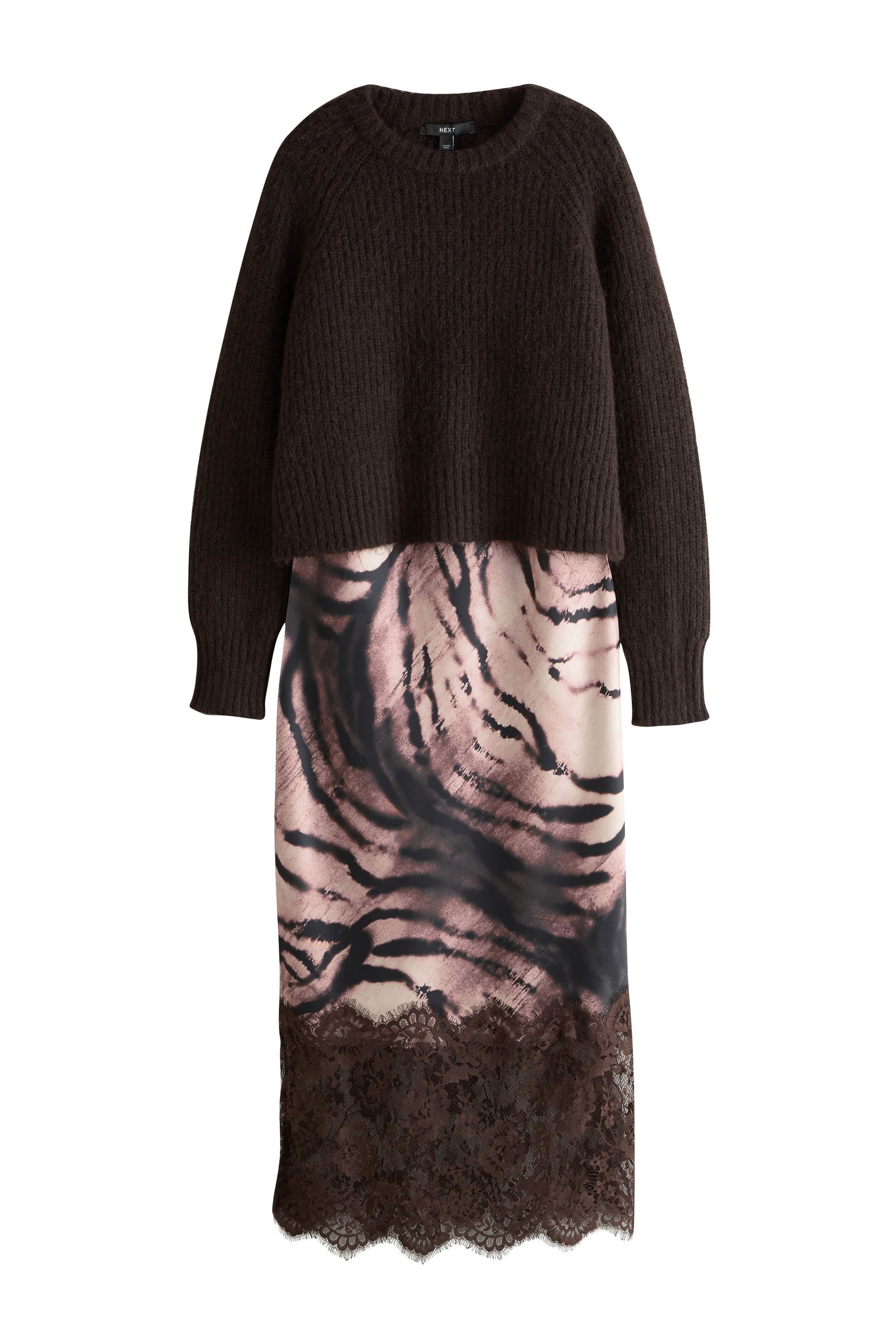 Next Strickkleid Verschlussloses 2-in-1-Pulloverkleid (2-tlg) günstig online kaufen