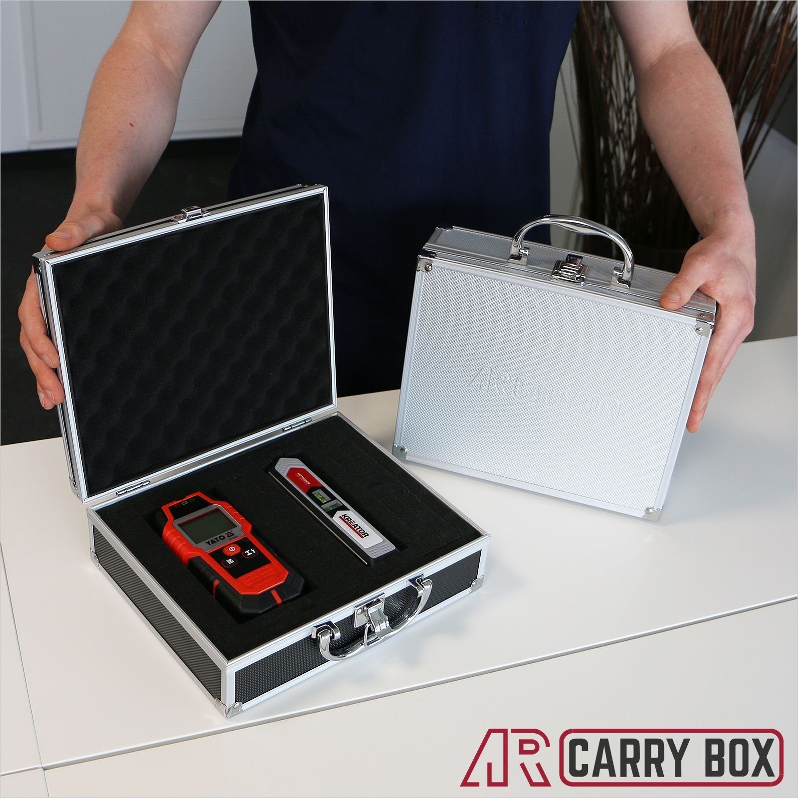 Schaumstoffeinlage Koffer ECI Werkzeugkoffer mit Silberfarben verschiedene Aluminium (LxBxH Box Tools Farben