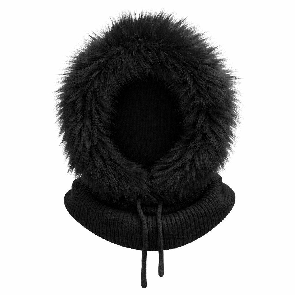 soma Modeschal Kapuzenschal Damen&Herren mit Kunstfell Winter Schal Kapuze schwarz, (Set, 1-St. Schal mit Mütze), Kapuzenkragen mit Bindeband Weich gefüttert,winddicht Schal mit Kapuze