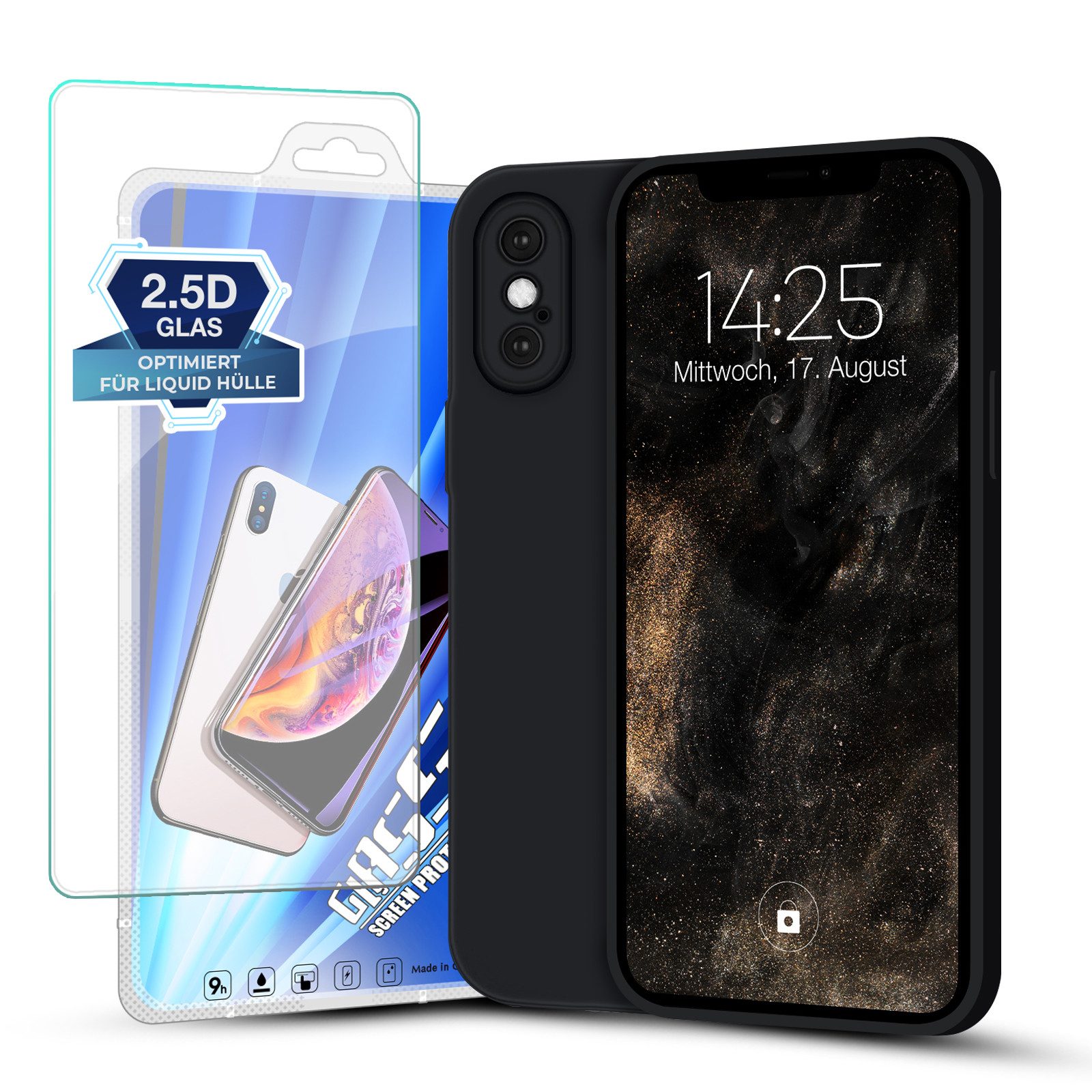 Tec-Expert Handyhülle Handy Hülle für Apple iPhone X, Cover Bumper Case viele Farben wahlweise mit Glas