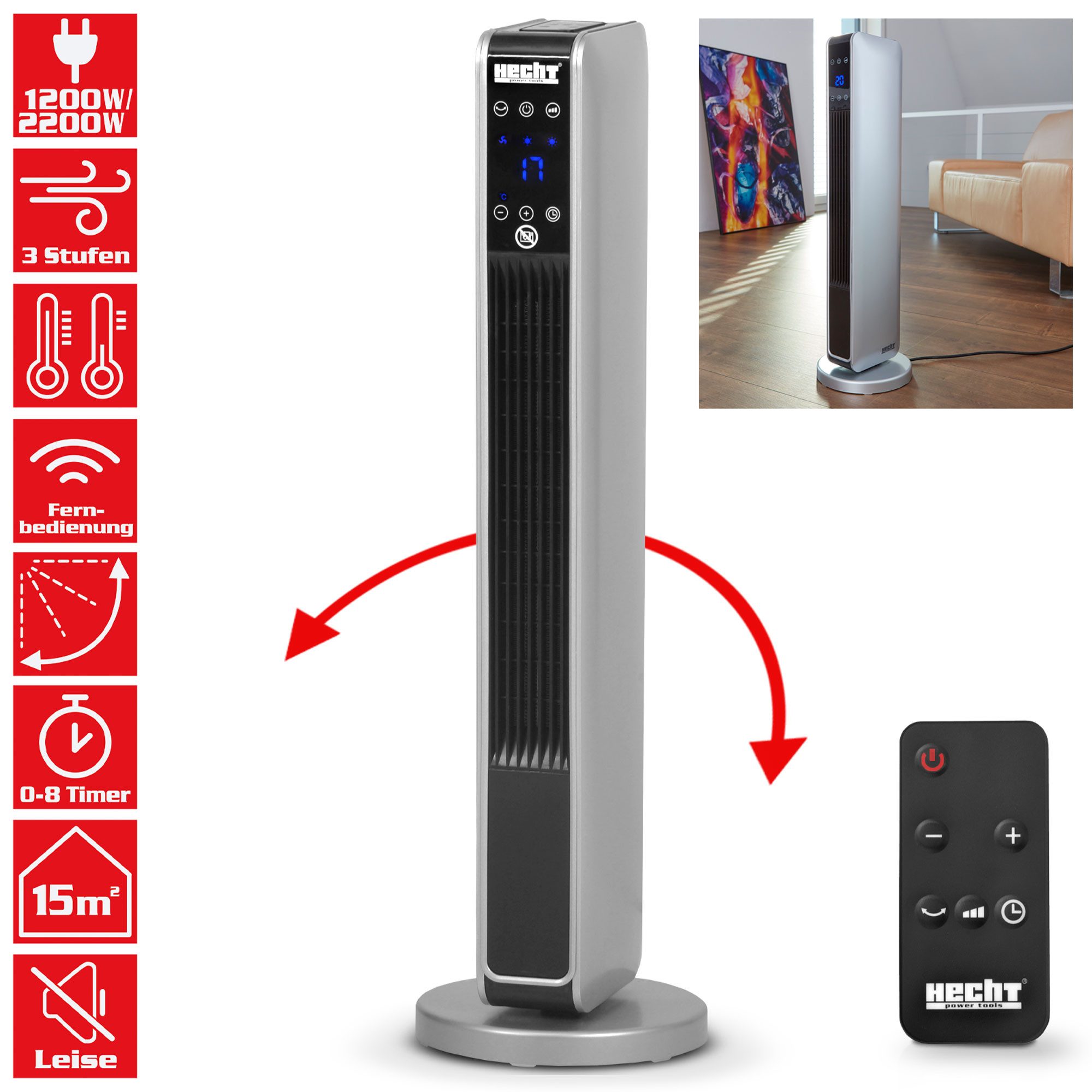 Hecht Heizlüfter Keramik Badezimmer 3611 2in1 Ventilator energiesparend, 22 günstig online kaufen