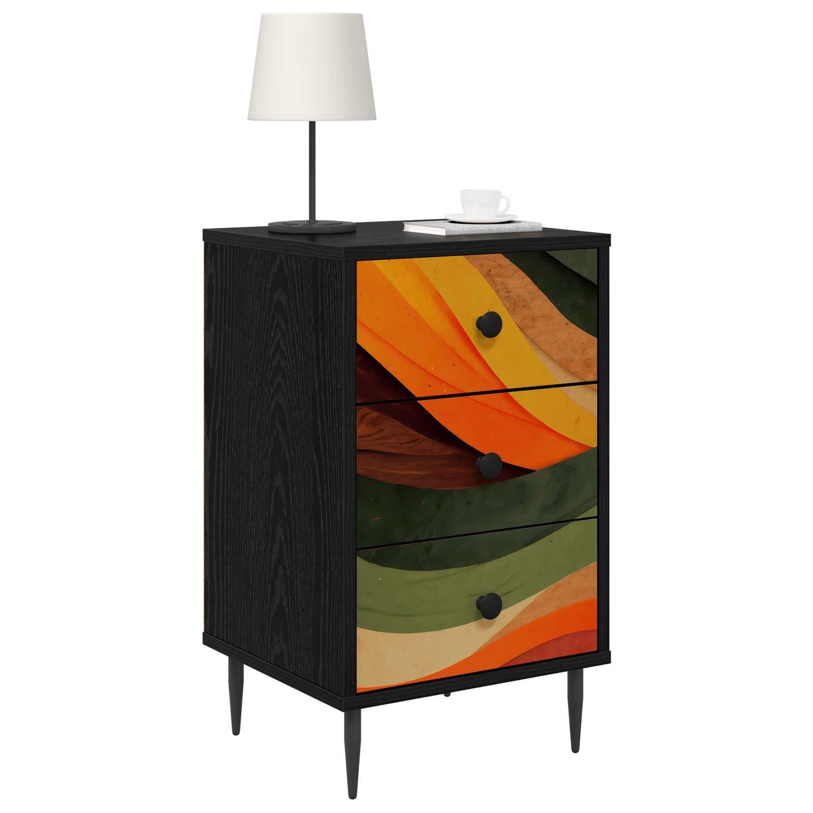 vidaXL Nachttisch Nachttisch BONN 2 stk. Schwarz Eichen-Optik 36 x 33 x 61 cm (2-St)