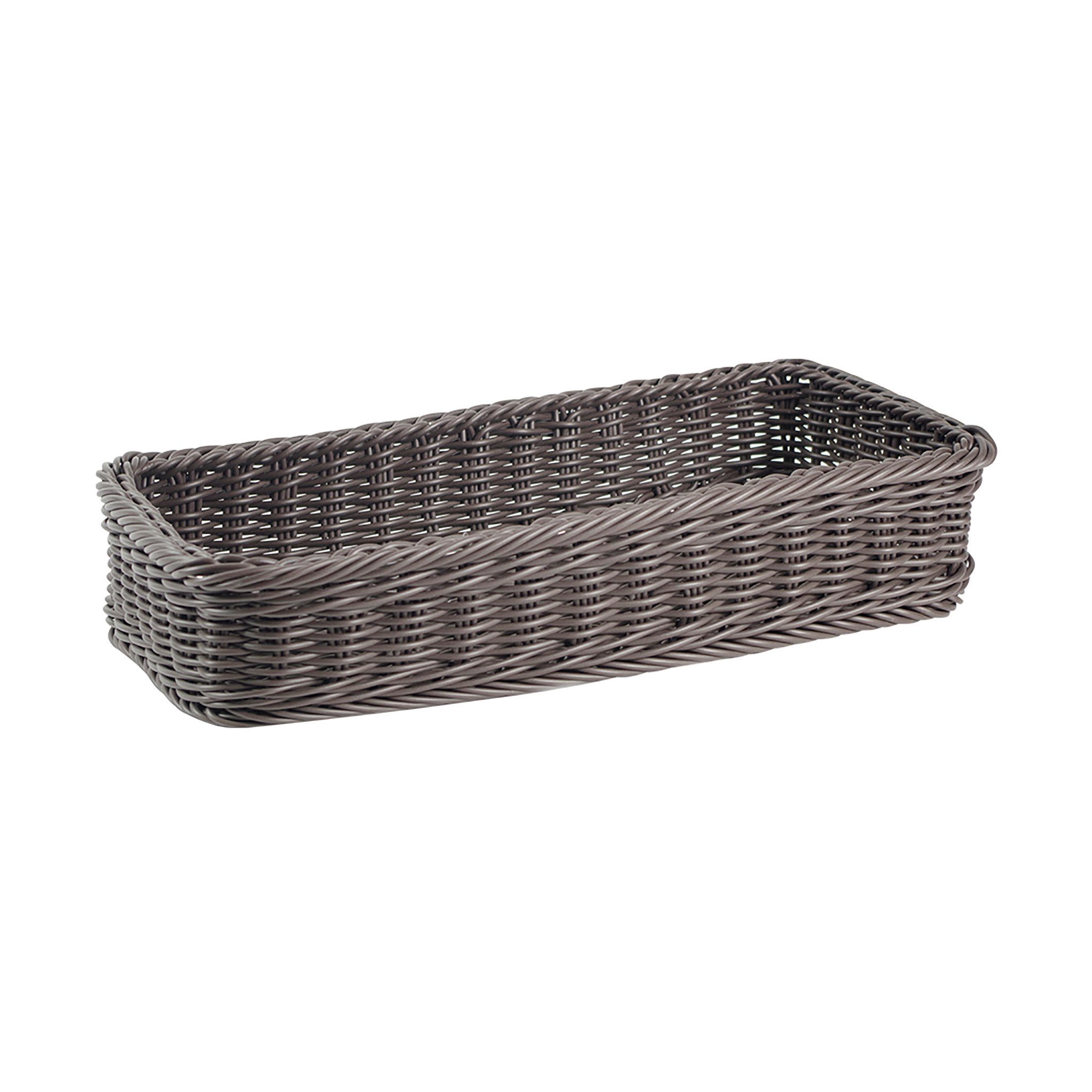 Kobolo Aufbewahrungskorb Regalkorb aus Polyrattan 60x30x12 dunkelbraun