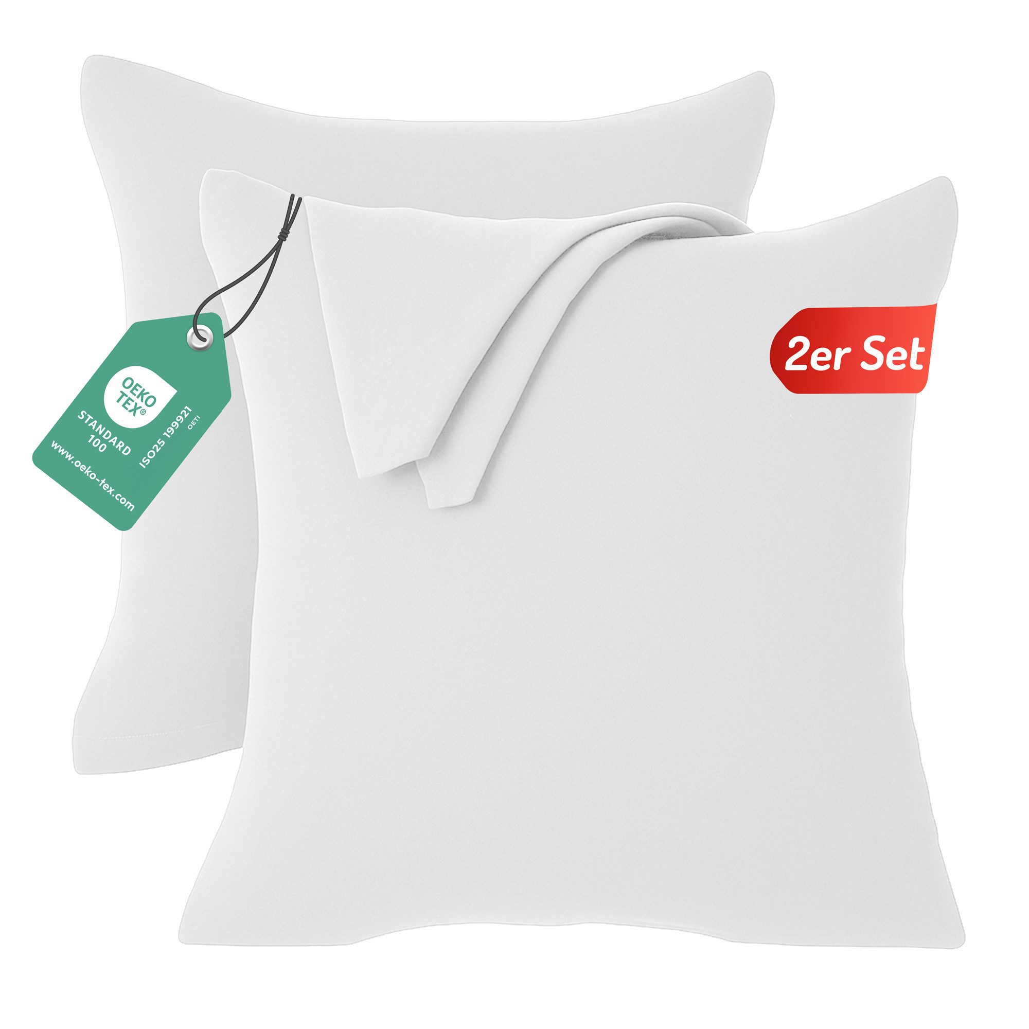 livessa Kissenbezug 2er Set Kissenbezug - Verdeckter Reißverschluss - Kopfkissenbezug, %100 Baumwolle Jersey Stoff 140 g/m², Ultra Weich und Atmungsaktiv