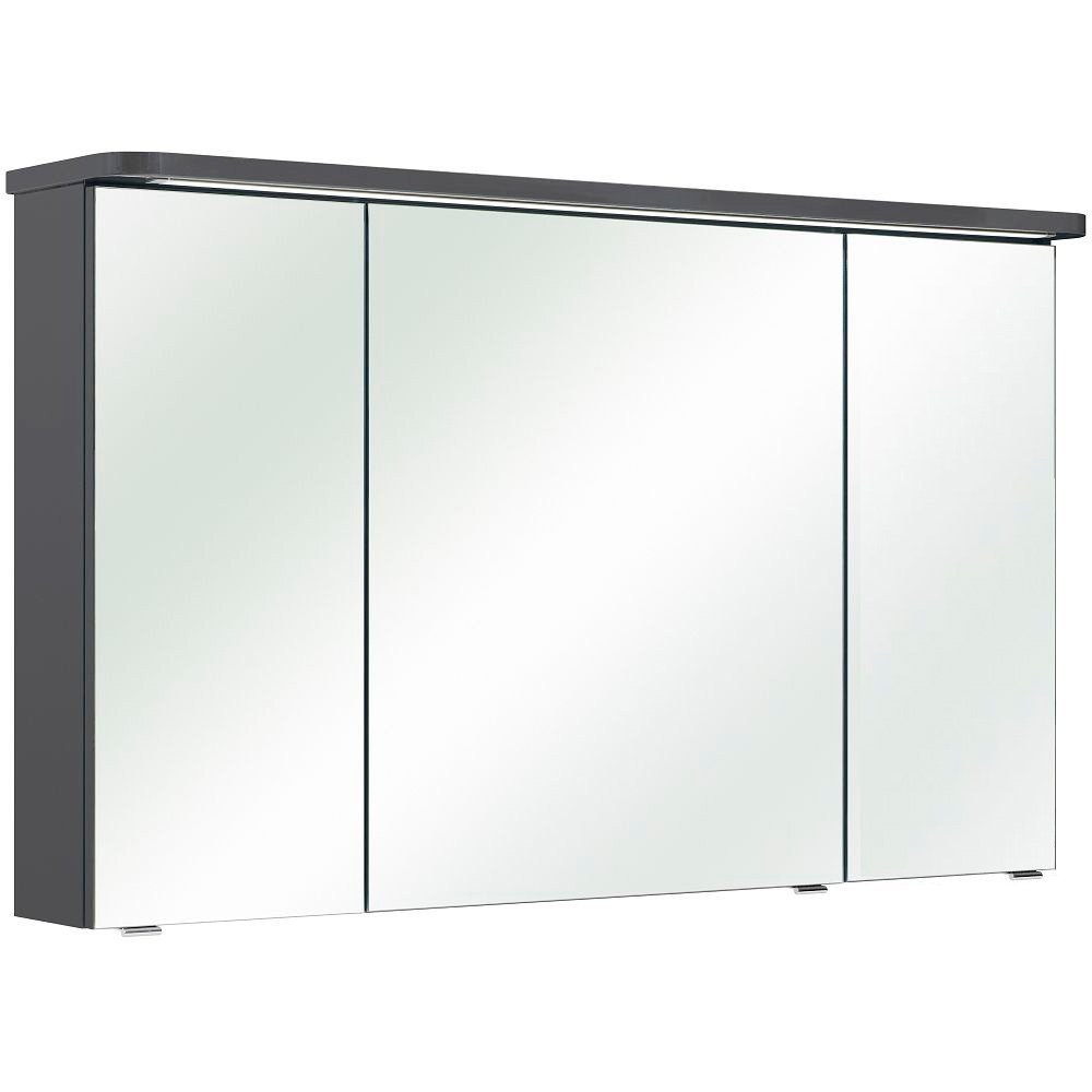 Lomadox Spiegelschrank FES-4005-66 grau mit Steckdose & LED-Kranz - 120/72,2/17cm | Spiegelschränke