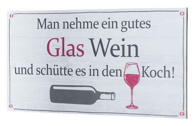 Levandeo® Wandbild, Wandbild 40x20cm Wein Spruch Koch Küche Deko Wandschild Wanddeko