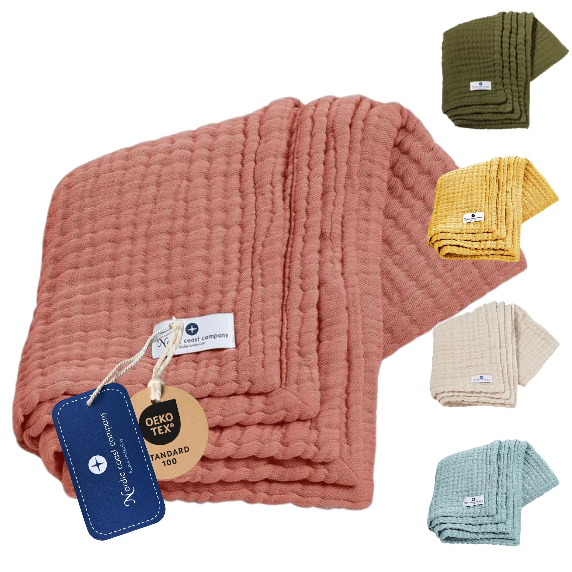 Babydecke Babydecke Musselin Kuscheldecke Puckdecke Baby & Neugeborene, Nordic Coast Company, Musselindecke Kupfer Premium 100% Baumwolle Schadstoff geprüft