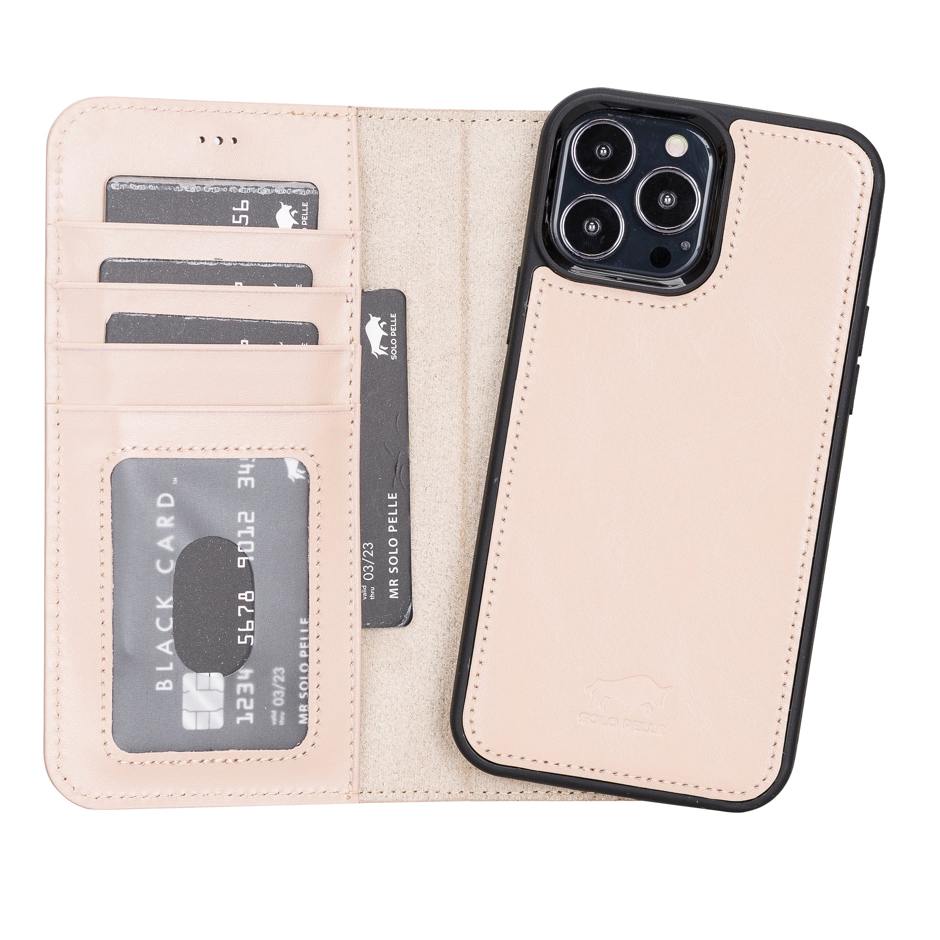 Solo Pelle Smartphonetasche Lederhülle für iPhone 13 Pro Max in 6.7 Zoll abnehmbare Hülle