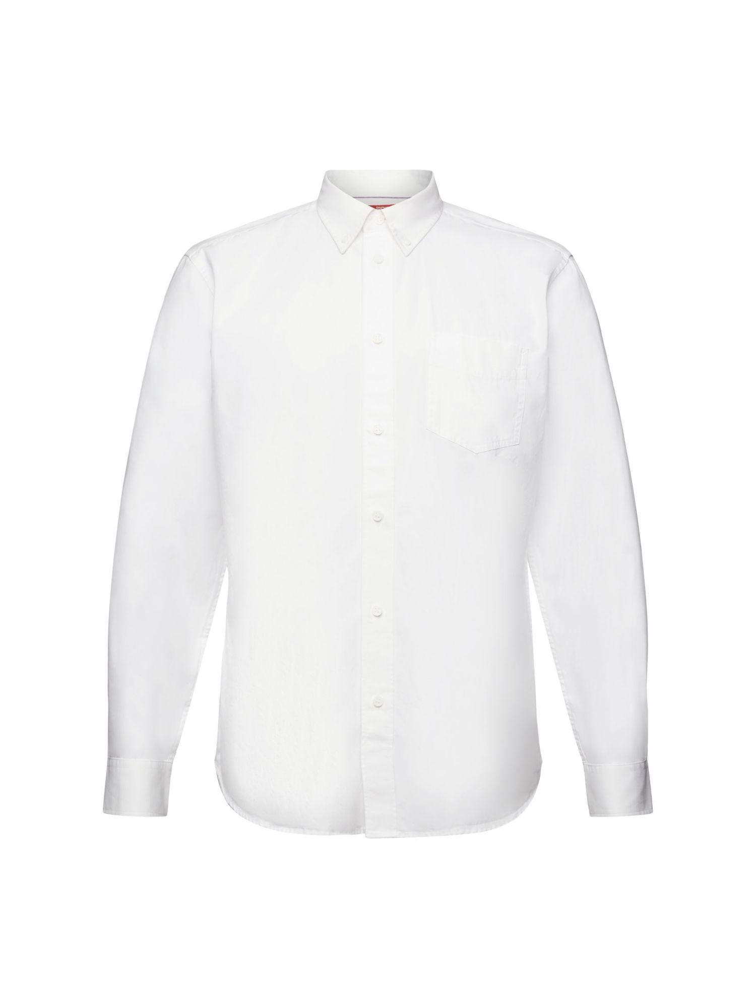 Esprit Langarmhemd Button-Down-Hemd aus Popeline, 100 % Baumwolle