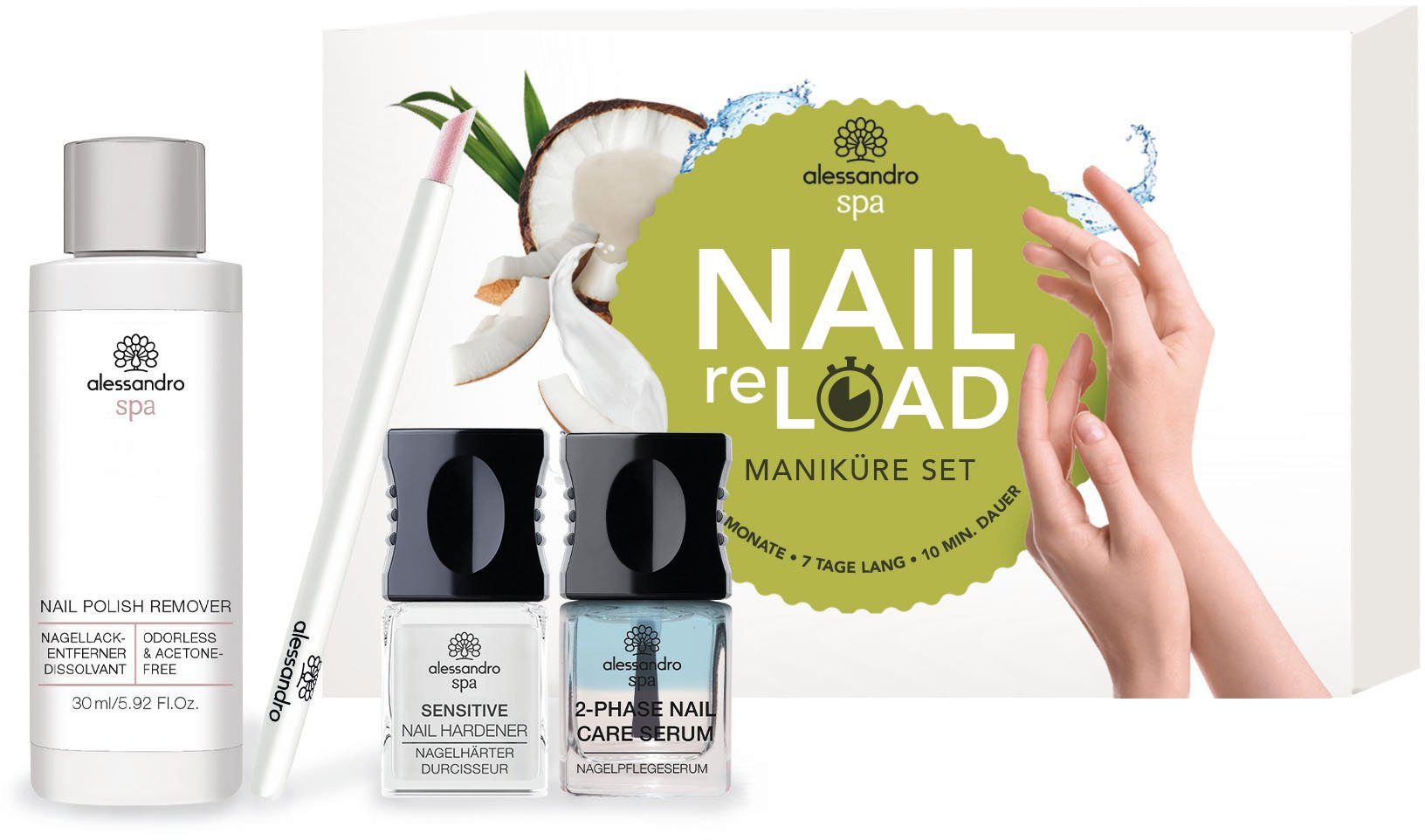 Geschenkset Nägel NAIL Das Ideale und international alessandro Hände für reLOAD, Nagelpflege-Set gepflegte 4-tlg.,