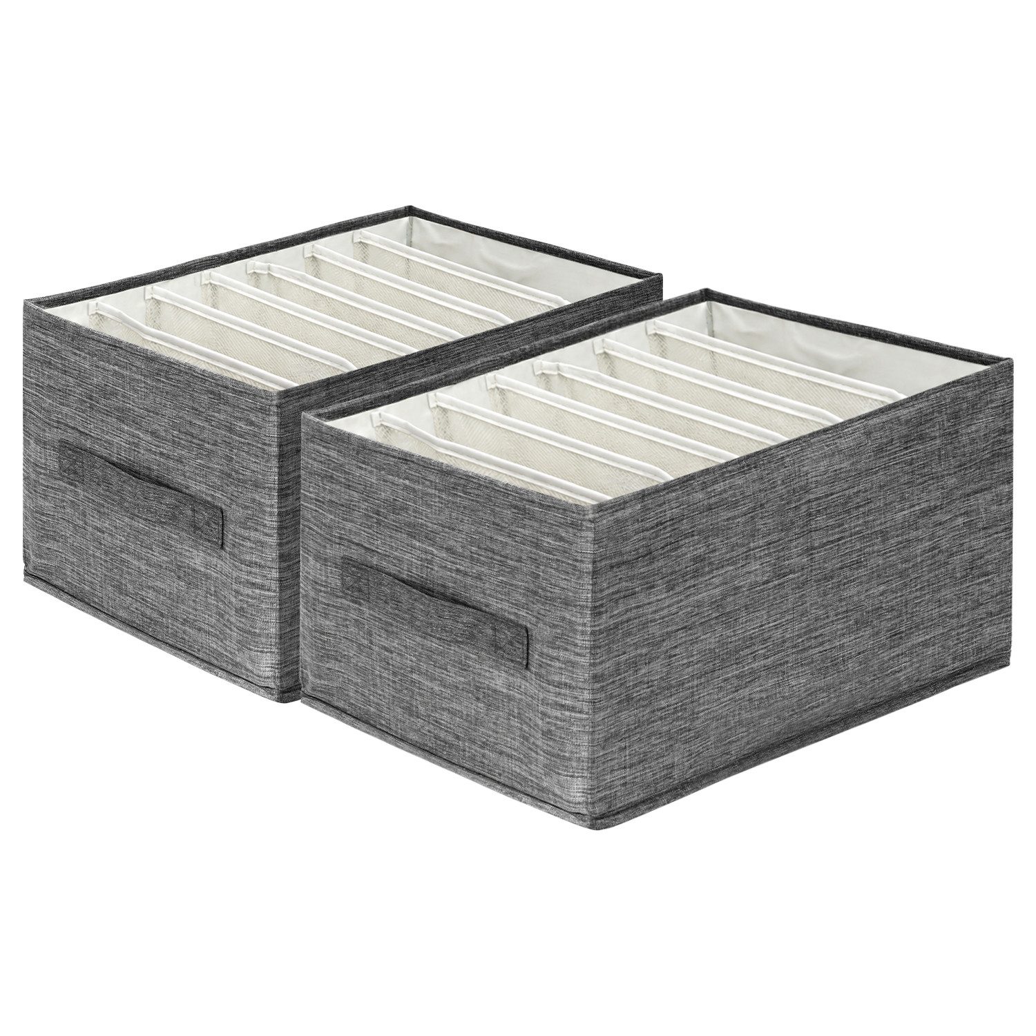 OSTWOLKE Aufbewahrungsbox Schrank Organizer Ordnungssystem Schubladen-Organizer Stapelbar (2 St), 35 x 25 x 20 cm, 7 Fächer, faltbar, Hosen Organizer für Kleide – Bild 2 von 5