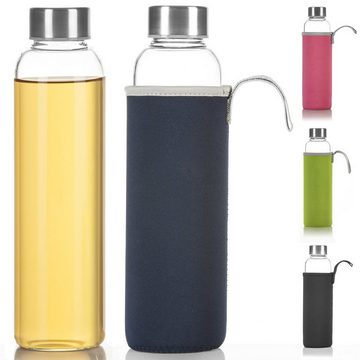 Dimono Trinkflasche Flasche aus Glas mit Sleeve, Wasserflasche ca. 600 ml