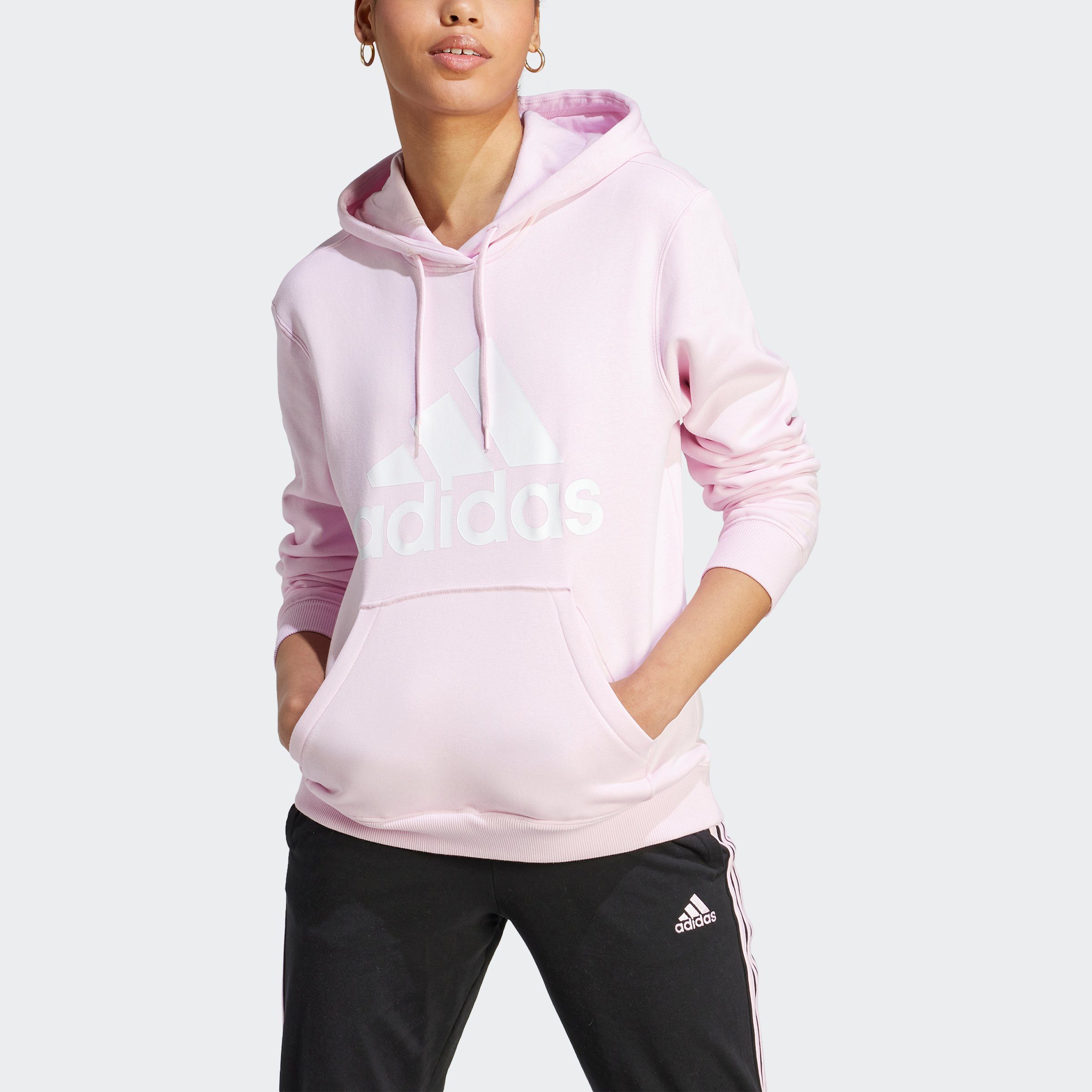 Pink White / adidas HOODIE Kapuzensweatshirt BIG LOGO Clear Sportswear ESSENTIALS REGULAR