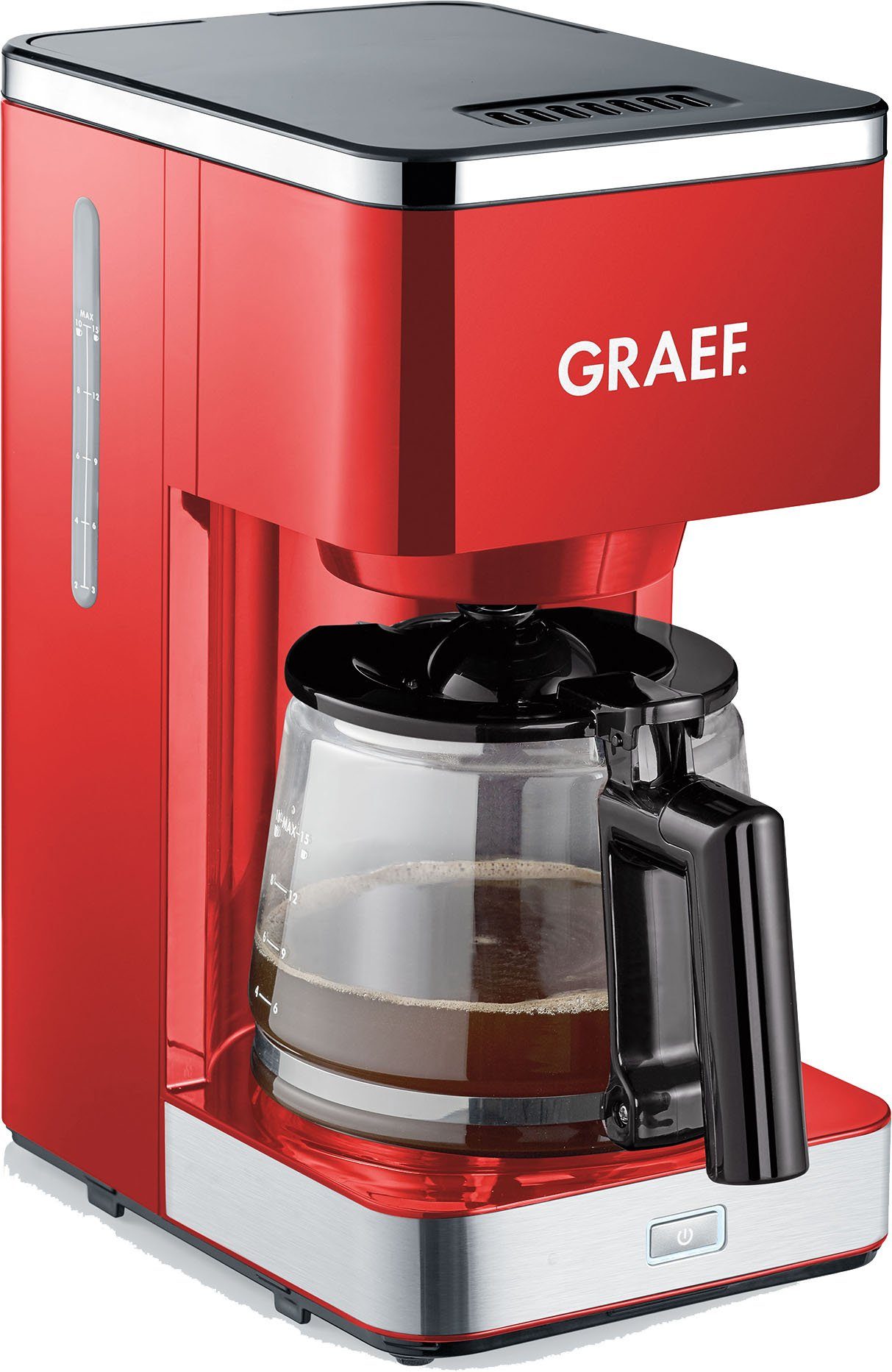Graef Filterkaffeemaschine FK 403, 1,25l Kaffeekanne, Papierfilter 1x4, mit Glaskanne, rot