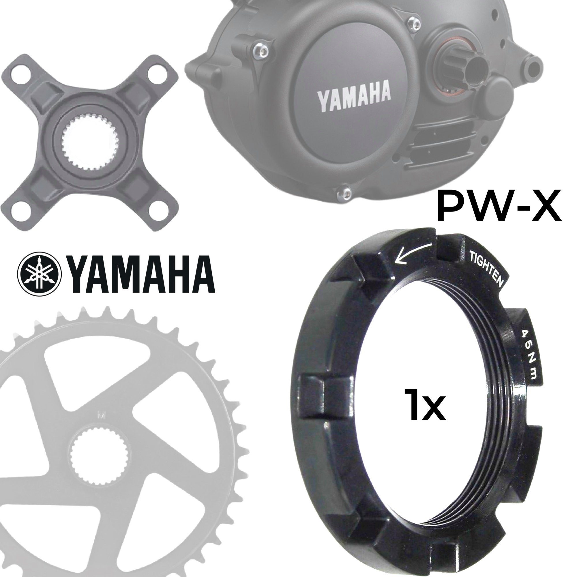 Yamaha Fahrradkurbel Yamaha Ebike Motor Kettenblatt Spider Lockring M31x1  Nutmutter