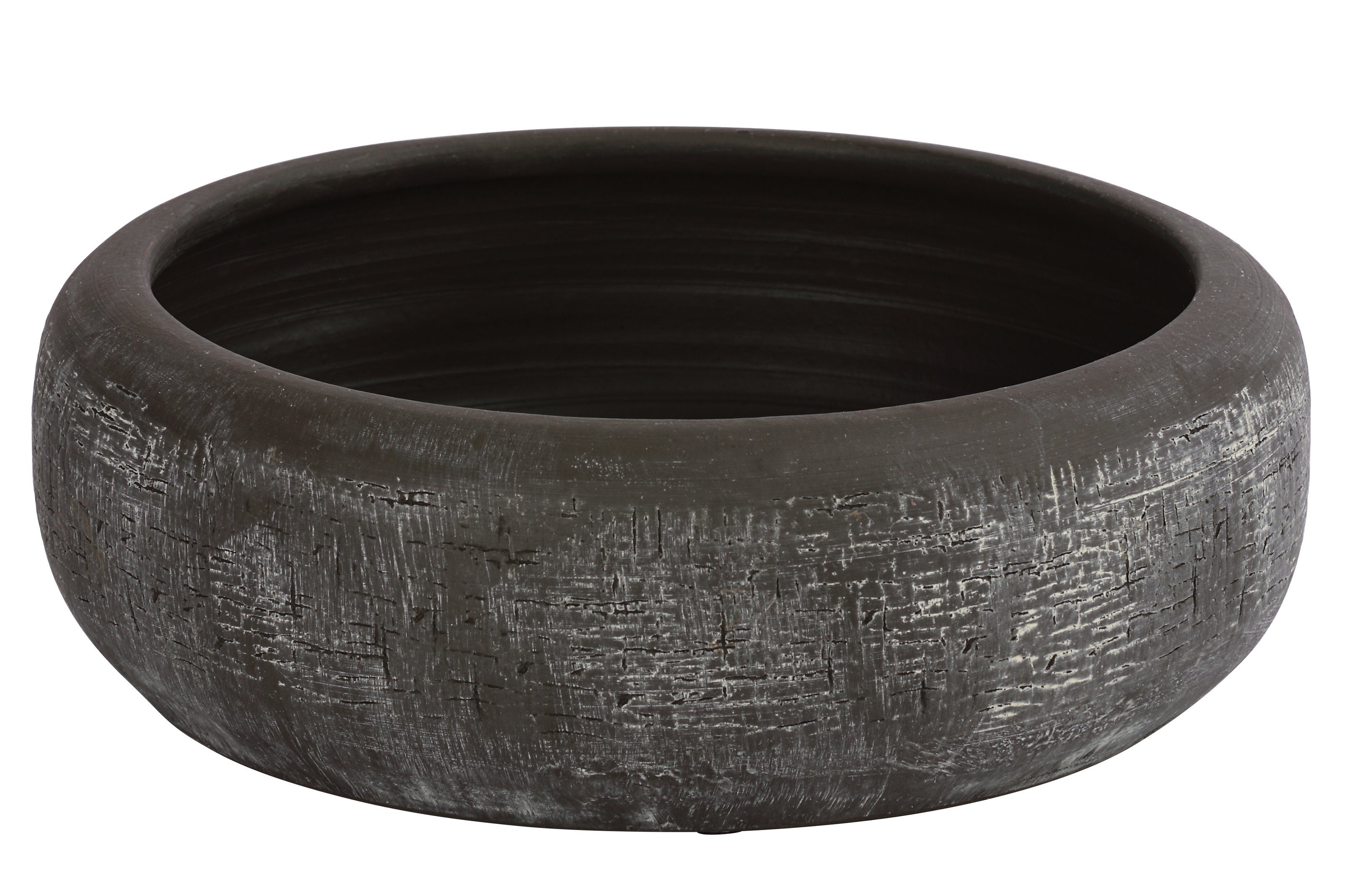 Dehner Übertopf Pflanzschale Romy, Ø 23, Höhe 11 cm, rund, Keramik, mit reliefartiger Oberfläche