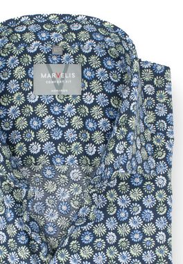 MARVELIS Kurzarmhemd Kurzarmhemd - Comfort Fit - Muster - Grün Allover-Print