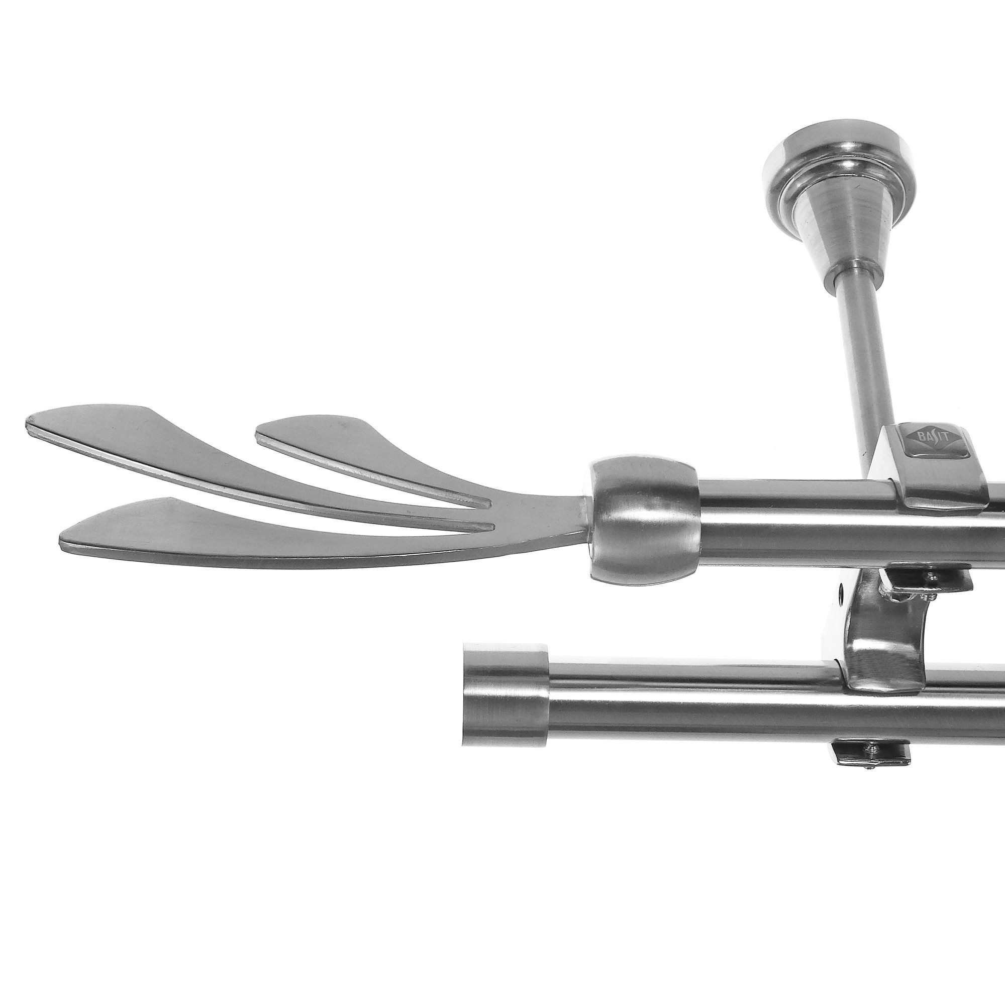 BASIT Gardinenstange Edelstahloptik 20mm mit Deckenträgern 400 cm E84, Ø 20 mm, 2-läufig, verschraubt, Metall, D61RR 400 cm E84 Schweif