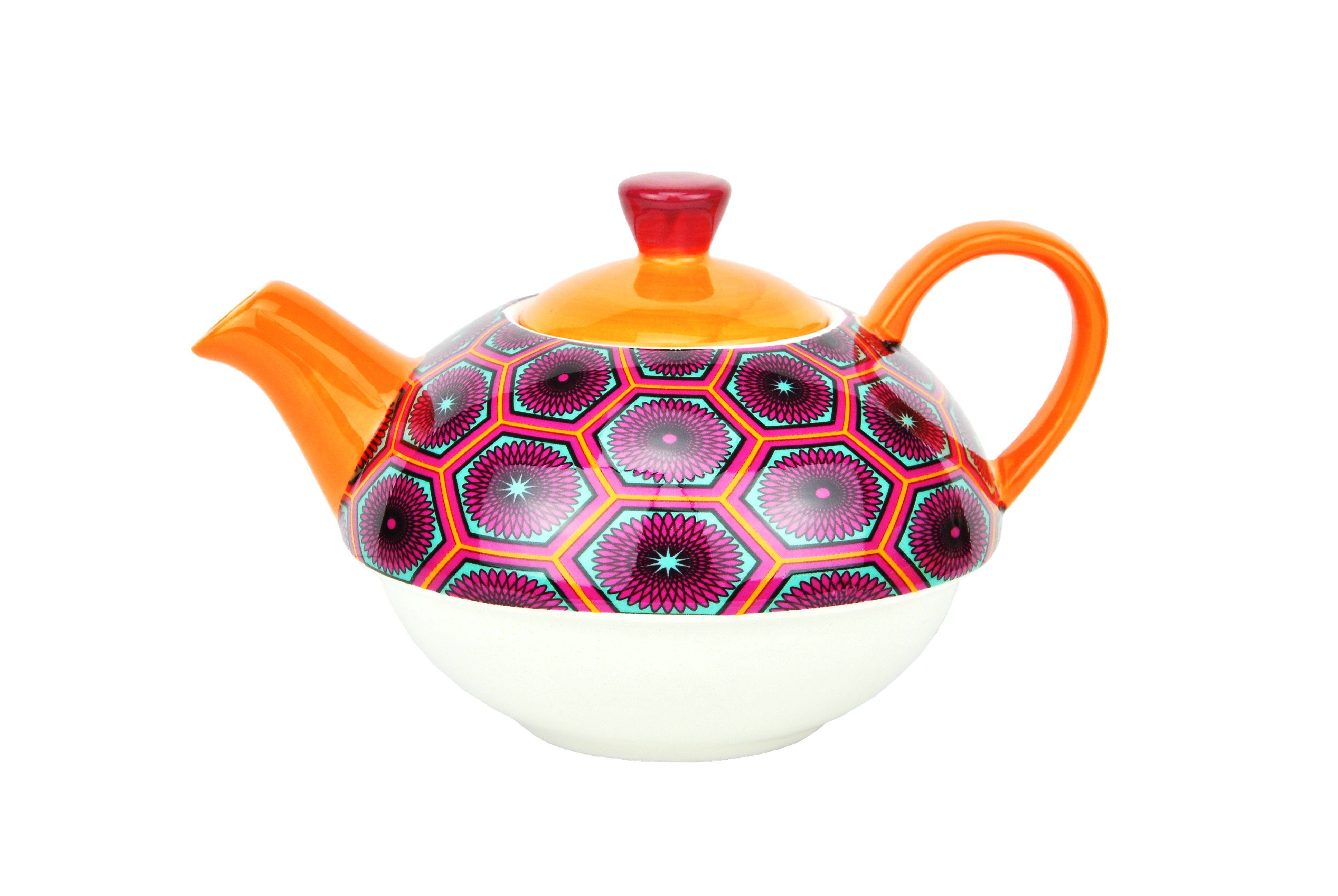 MamboCat Teekanne Tea for one Set im Retro Design mit Ziegel Dekor