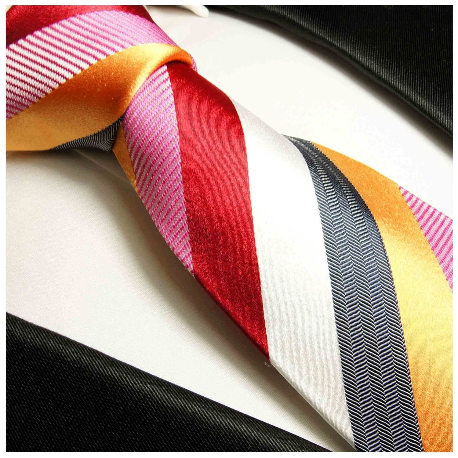 Herren Krawatten Paul Malone Krawatte Herren Seidenkrawatte mit Tuch modern gestreift 100% Seide (Set, 2-St., Krawatte mit Einst
