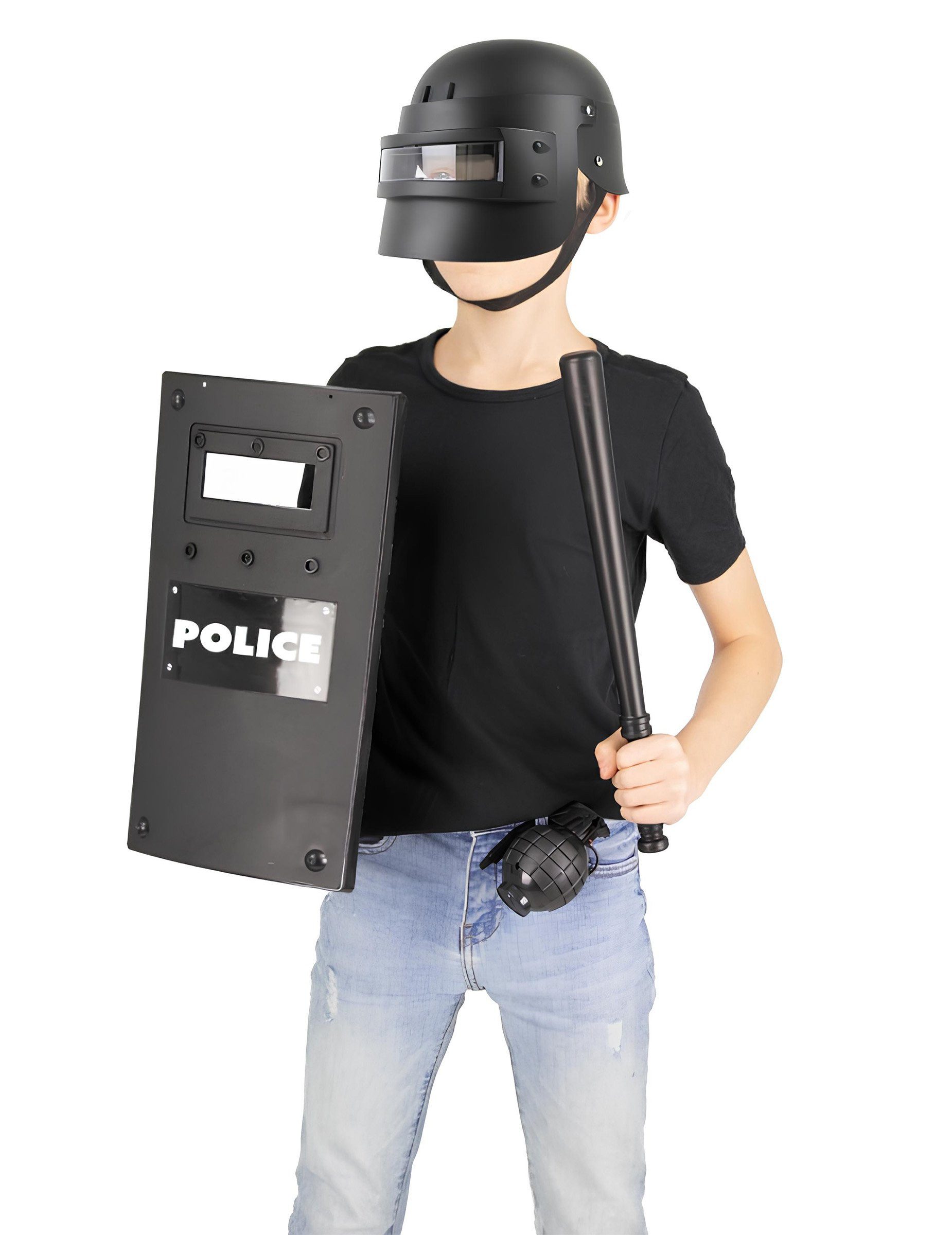 PartyPro Kostüm 4 teiliges Kinder Polizei Set