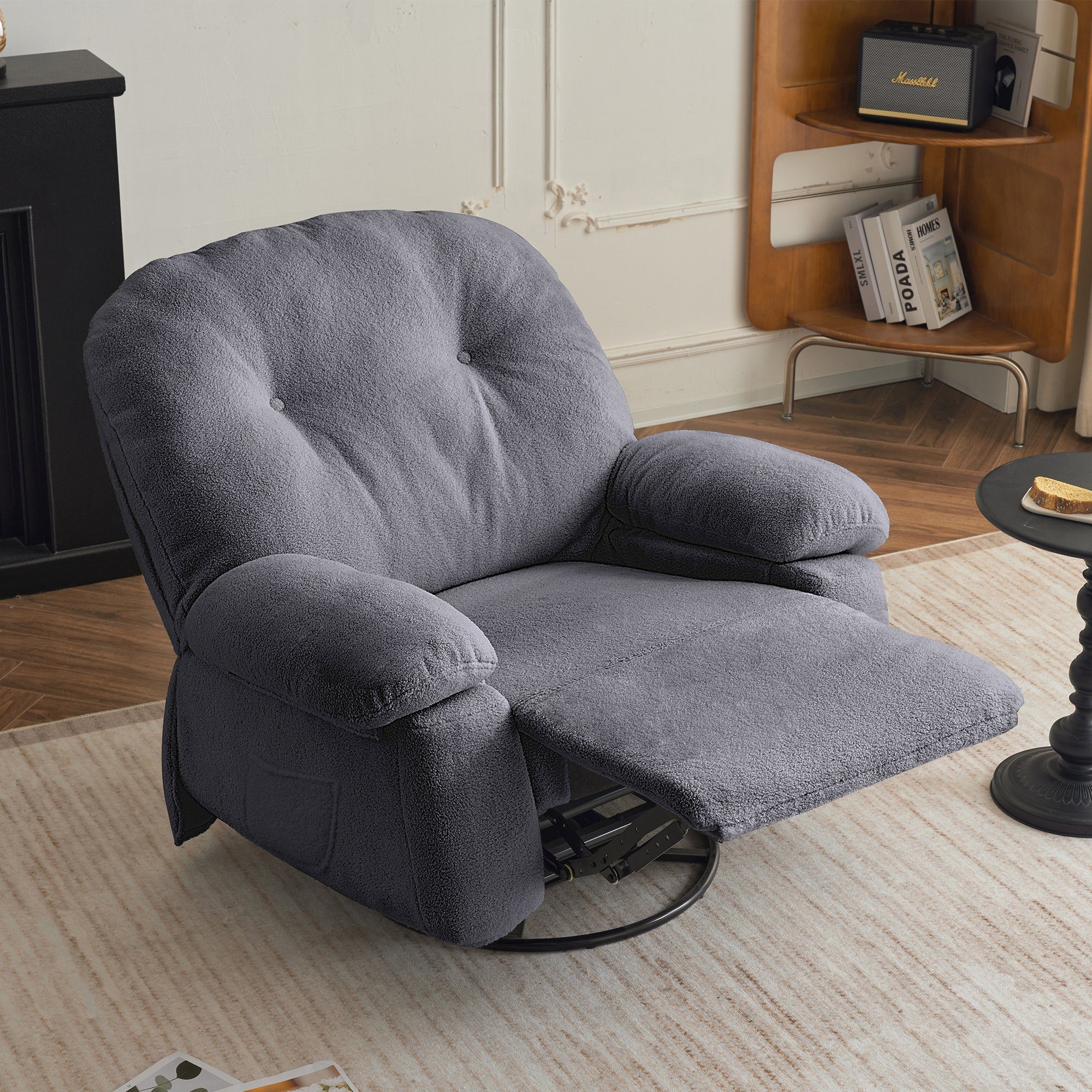 elektrisch Merax Vibration Timer, Wärmefunktion, mit mit Fernsehsessel und TV-Sessel Drehfunktion und Grau Relaxsessel 360° Fernbedienung, Massagessel mit
