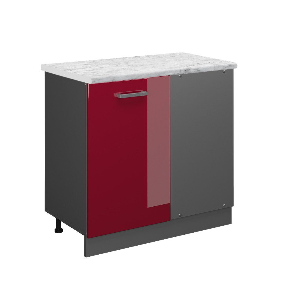 Vicco Eckunterschrank R-Line Küchen Eckschrank Bordeaux Hochglanz 86 cm AP günstig online kaufen