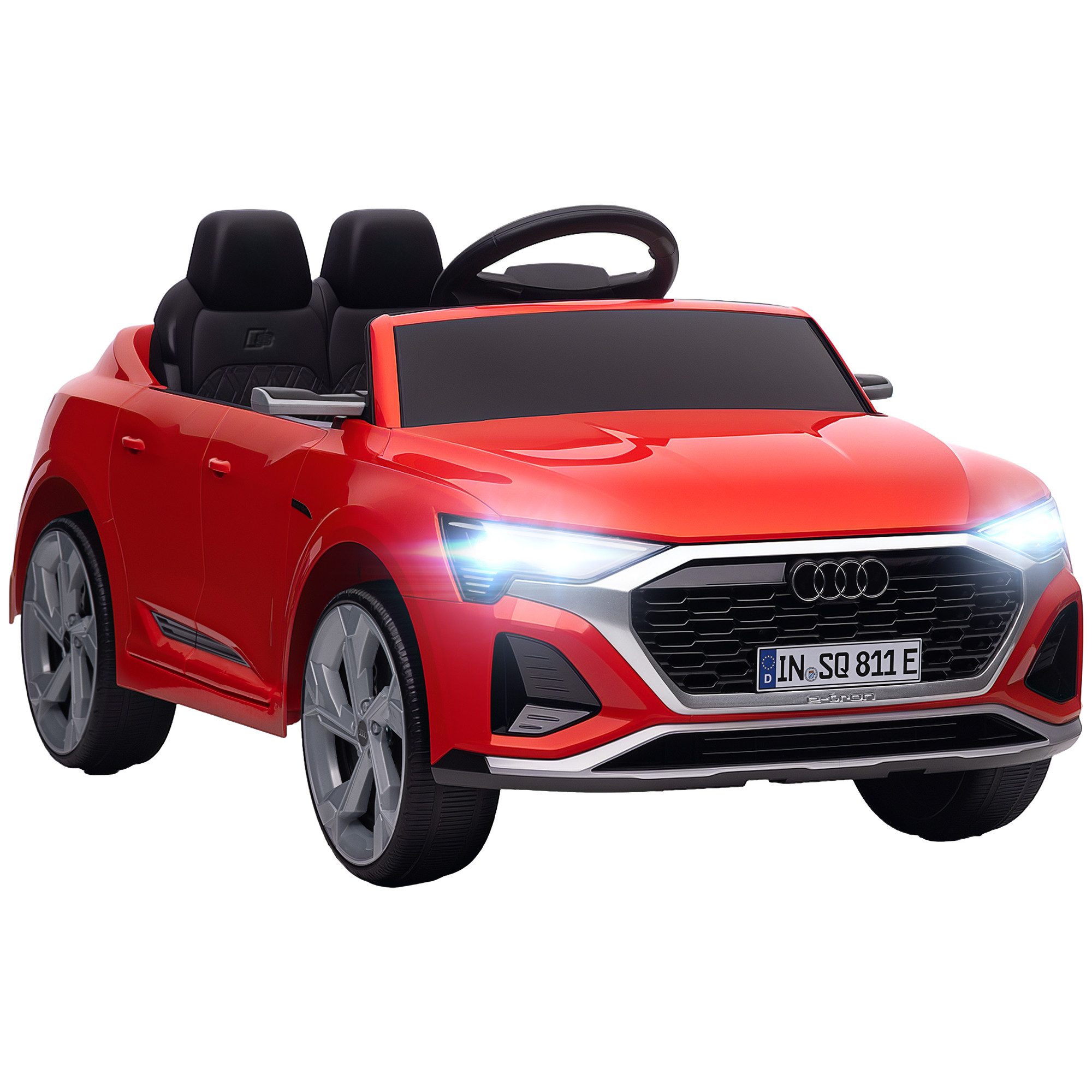 AIYAPLAY Elektro-Kinderauto Kinder 12V Audi Q8 Kinderauto mit 2,4G Fernbedienung, 2 Motoren, Belastbarkeit 30 kg, (1-tlg), für 3-4 Jahre Kinder, Rot