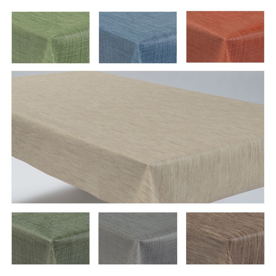 laro Tischdecke Wachstuchtischdecke Uni Leinen PVC Eckig