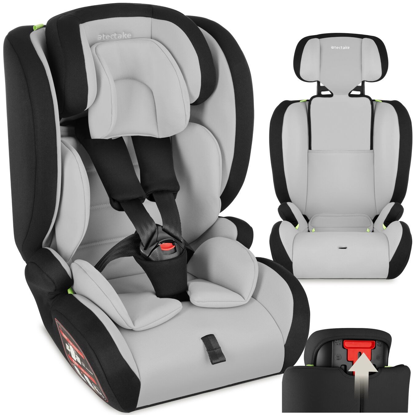 tectake Autokindersitz Sicherheitssitz, 76–150 cm, Belastbarkeit 36 kg, (Autositz für Kinder Sophie), i-Size, Seitenaufprallschutz, Sitzverkleinerer