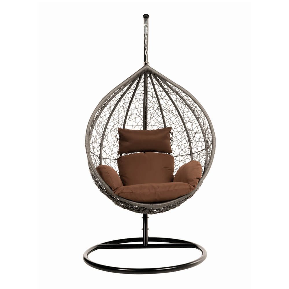HOME DELUXE Hängesessel CIELO (Inklusive Gestell, Sitz-, Seiten- und Rückenkissen), 123 x 200 cm, Polyrattan, Rattansessel, Outdoor Schwebeliege