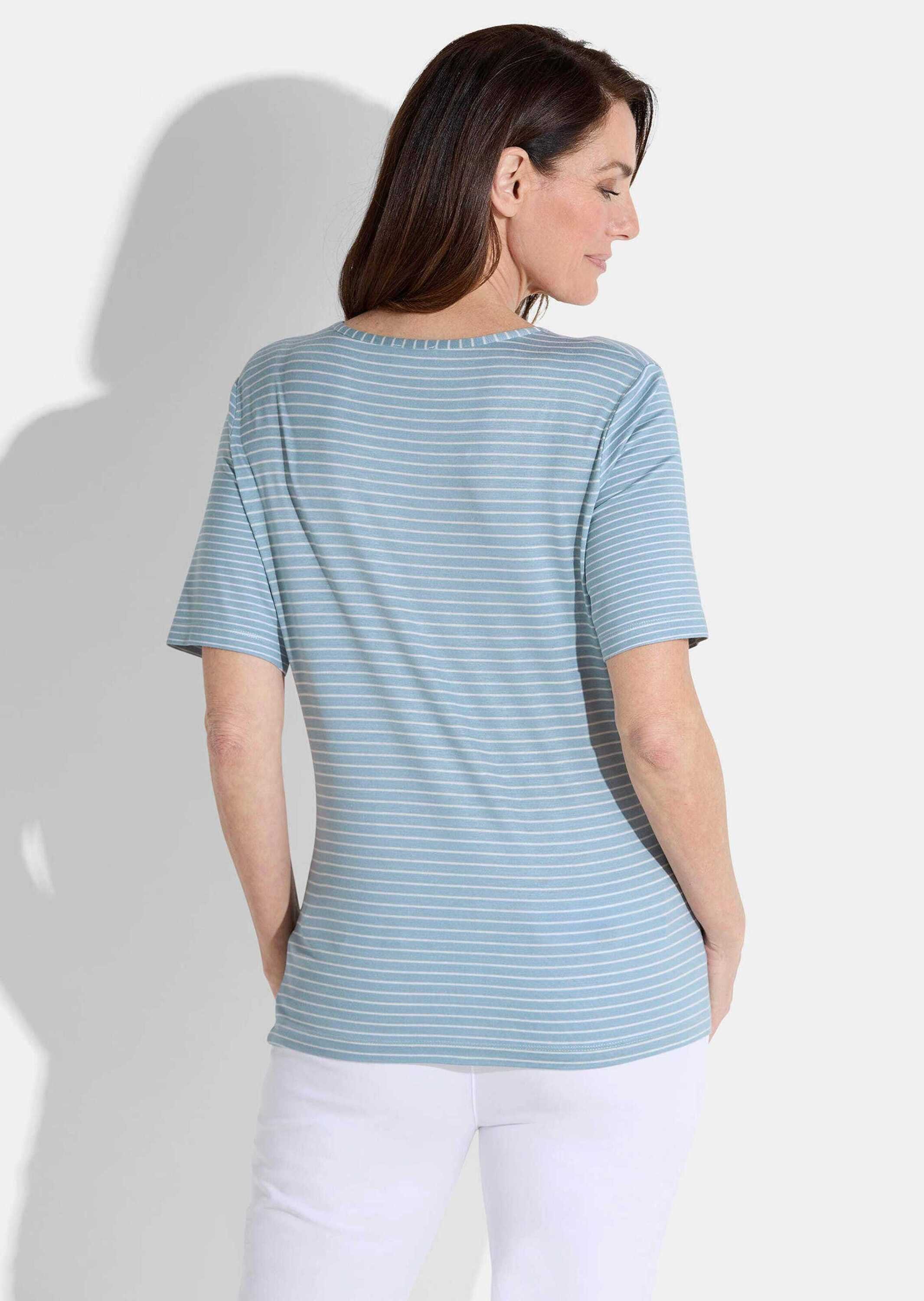 GOLDNER T-Shirt Viskoseshirt im Streifen-Look Streifenshirt mit Rundhalsaus günstig online kaufen