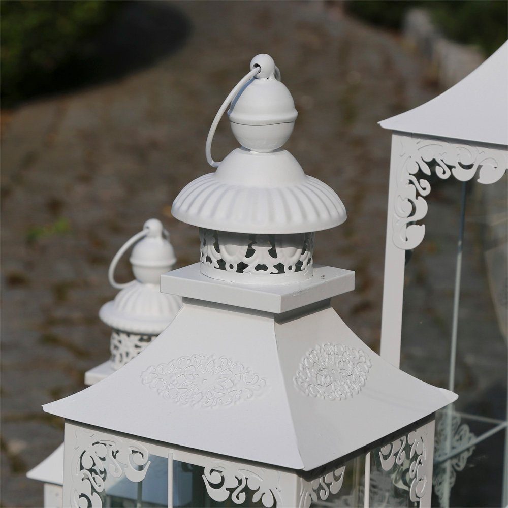 Grafelstein Kerzenlaterne Laterne CHALET weiß shabby chic H56cm - MITTEL