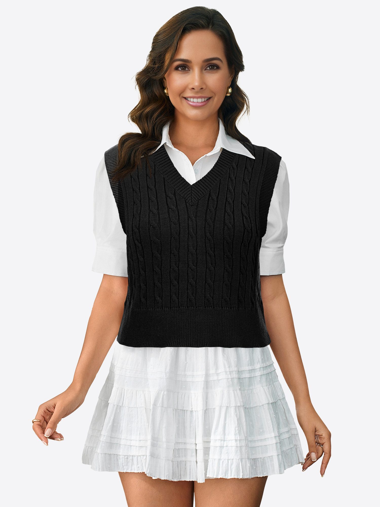 Imily Bela Strickweste Damen Ärmellose Kurze Weste (Packung, 1-tlg., 1per-P günstig online kaufen