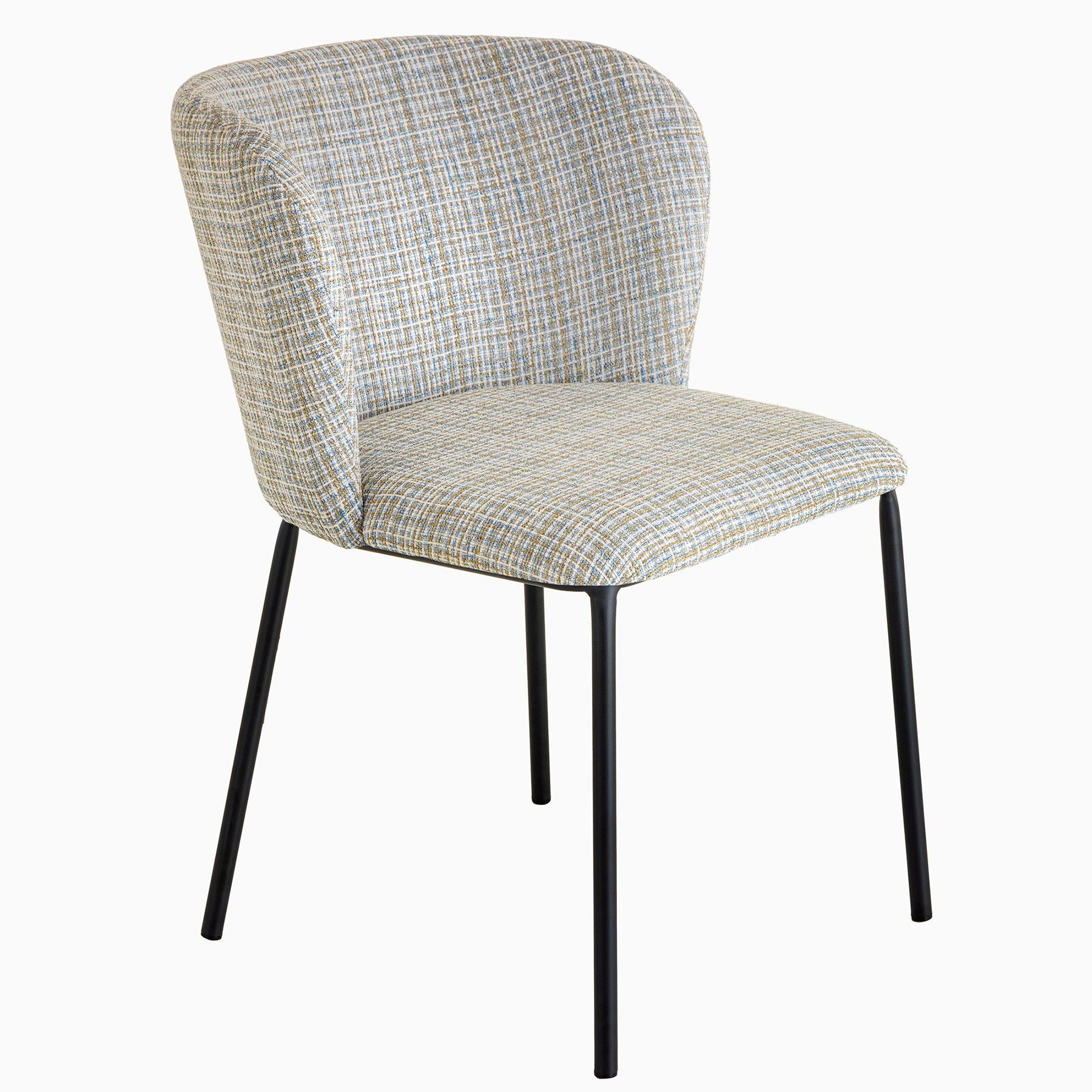 riess-ambiente Esszimmerstuhl LYON blau kariert / günstig online kaufen