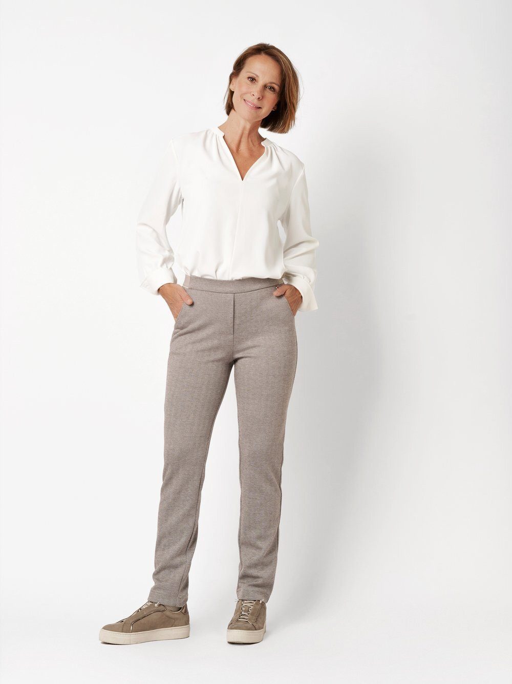 Relaxed by TONI Stretch-Hose Alice mit Fischgrätmuster günstig online kaufen