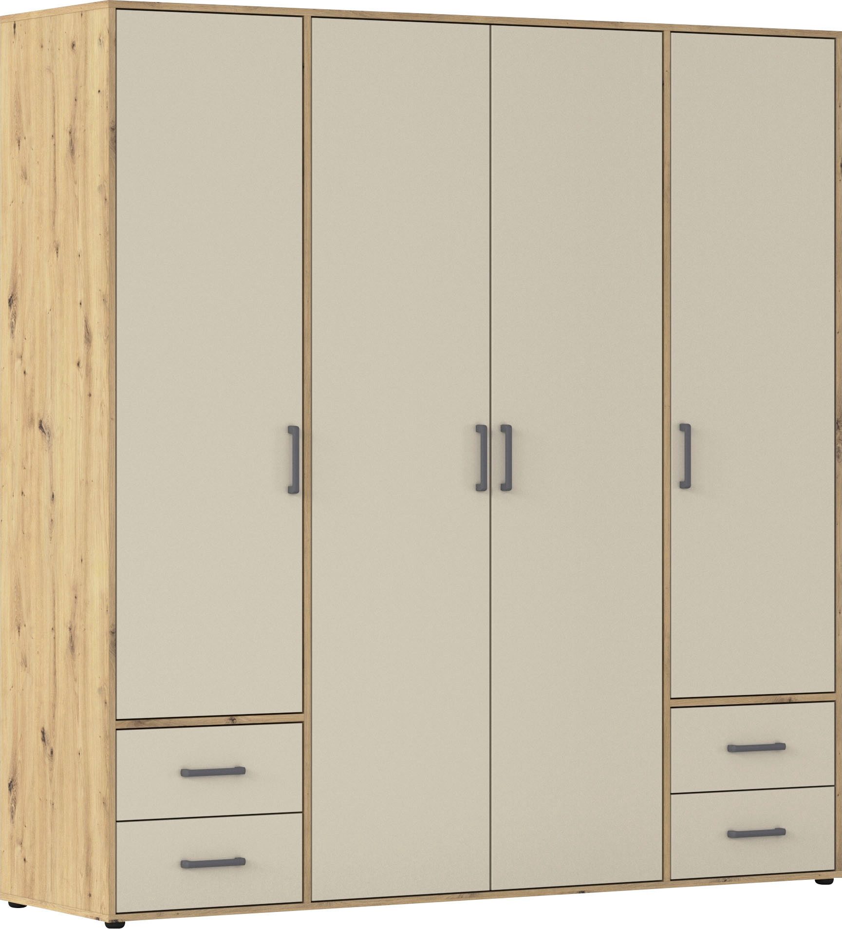 rauch Drehtürenschrank Kleiderschrank Schrank Garderobe Wäscheschrank VOYAGER (in 3 verschiedenen Ausstattungen BASIC/CLASSIC/PREMIUM) mit 2 modernen Griffvaria – Bild 2 von 5