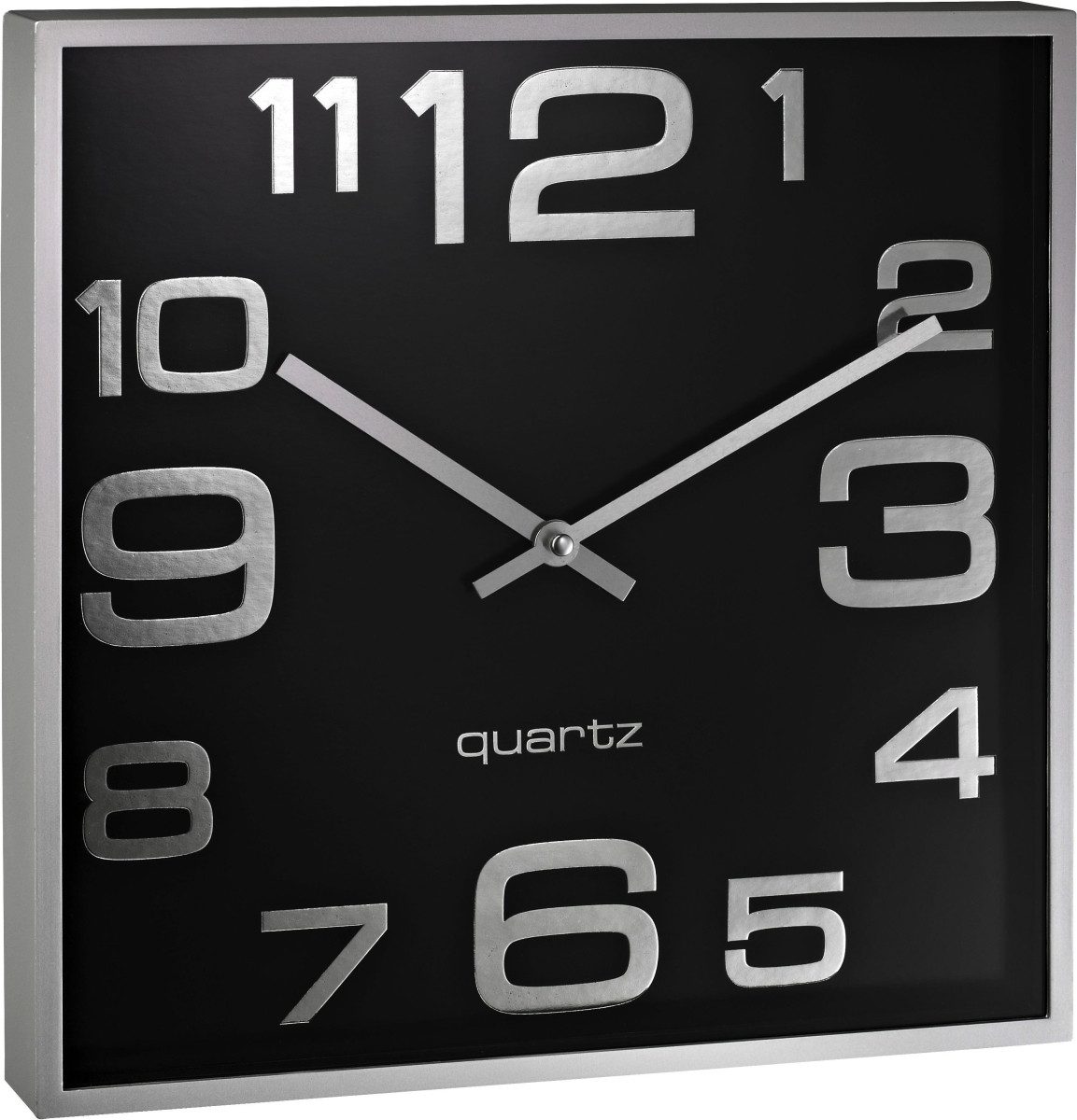 ALCO Uhr Wanduhr quadartisch Kunststoff 28,3x28,3cm silber/schwarz