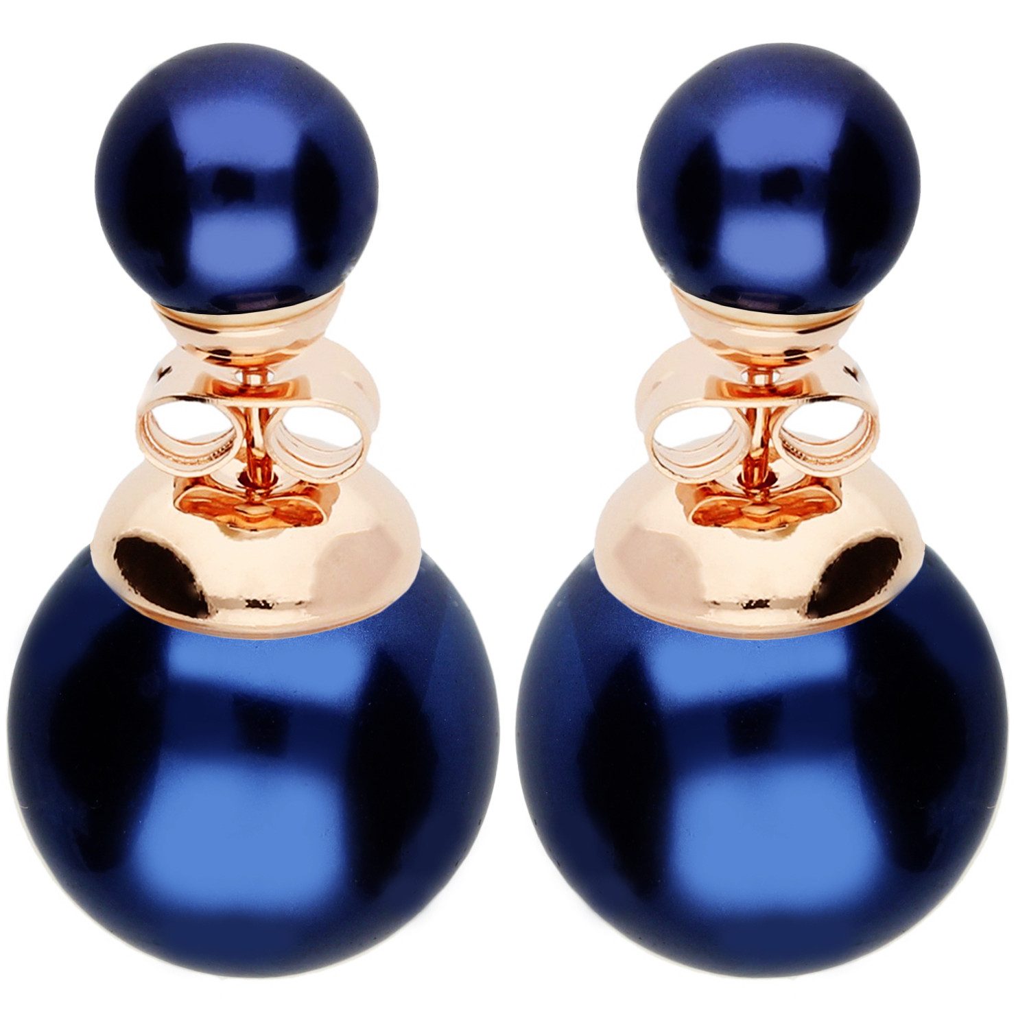LÖB Paar Ohrstecker 750 (18 Karat) Roségold vergoldet Ohrstecker Zwei Perle günstig online kaufen