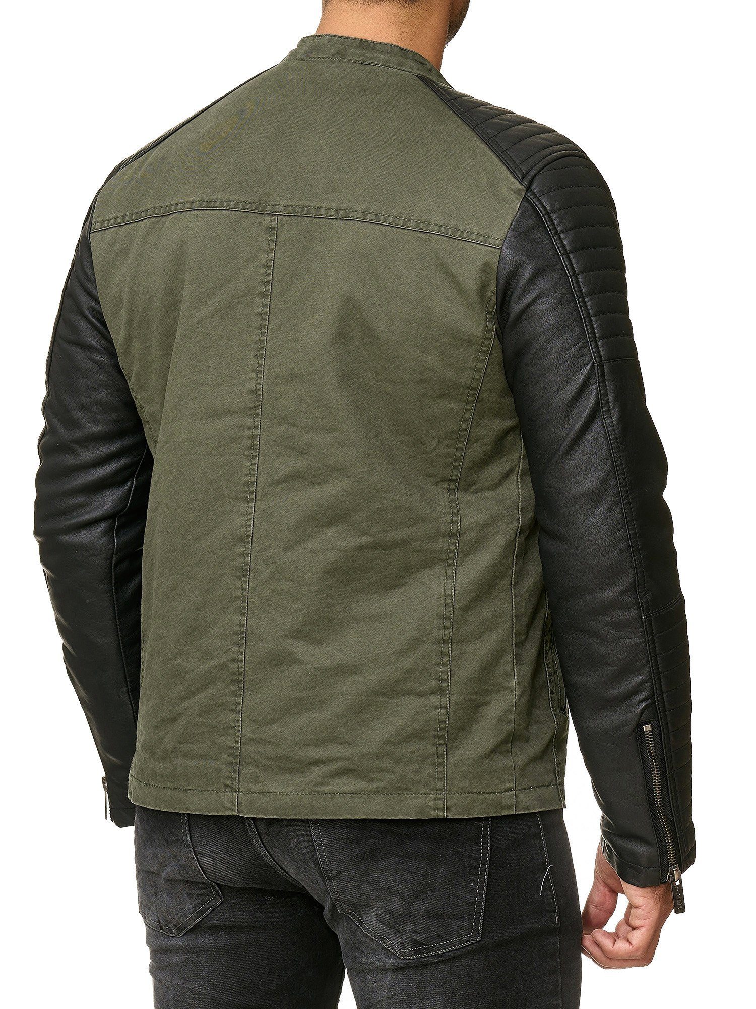 RedBridge Lederimitatjacke Baumwolle Qualität Schwarz Premium und Bikerjacke Kunst-Leder