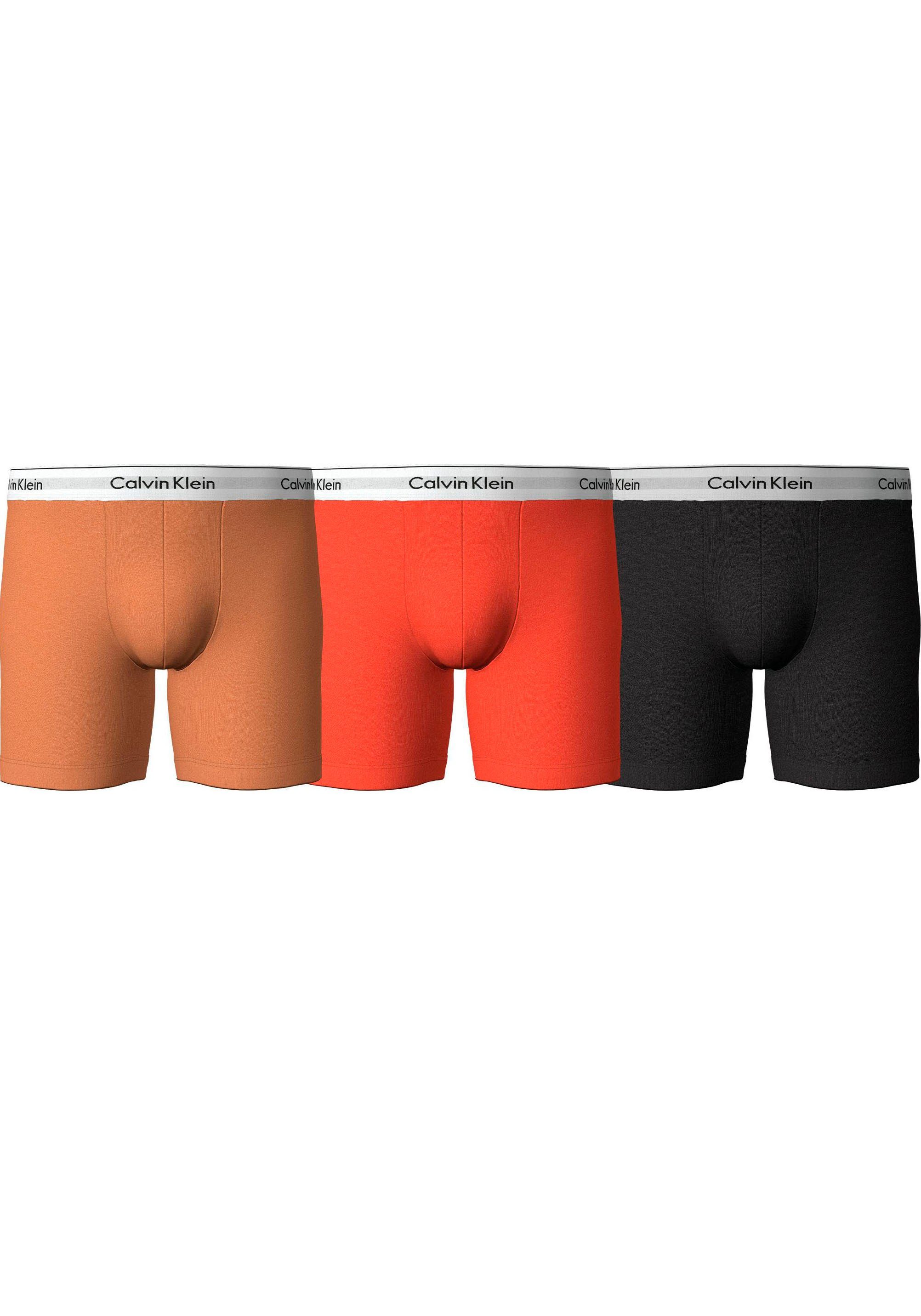 Calvin Klein Underwear Boxer BOXER BRIEF 3PK (Packung, 3er-Pack) mit längerem Bein & Calvin Klein Logo-Elastikbund HONEY-BROWN&-ACID-ORANGE&-BLACK