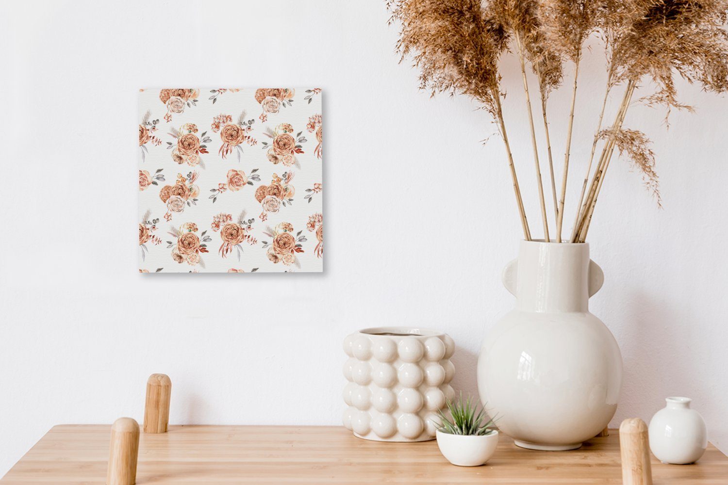 - Blumen für Schlafzimmer - Bilder Wohnzimmer Leinwandbild Weiß, (1 Boho St), Leinwand OneMillionCanvasses®