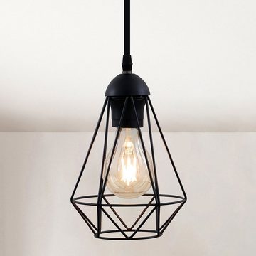 B.K.Licht Pendelleuchte Retro Draht Vintage Schwarz Ø16,5cm max. 40W E27, ohne Leuchtmittel